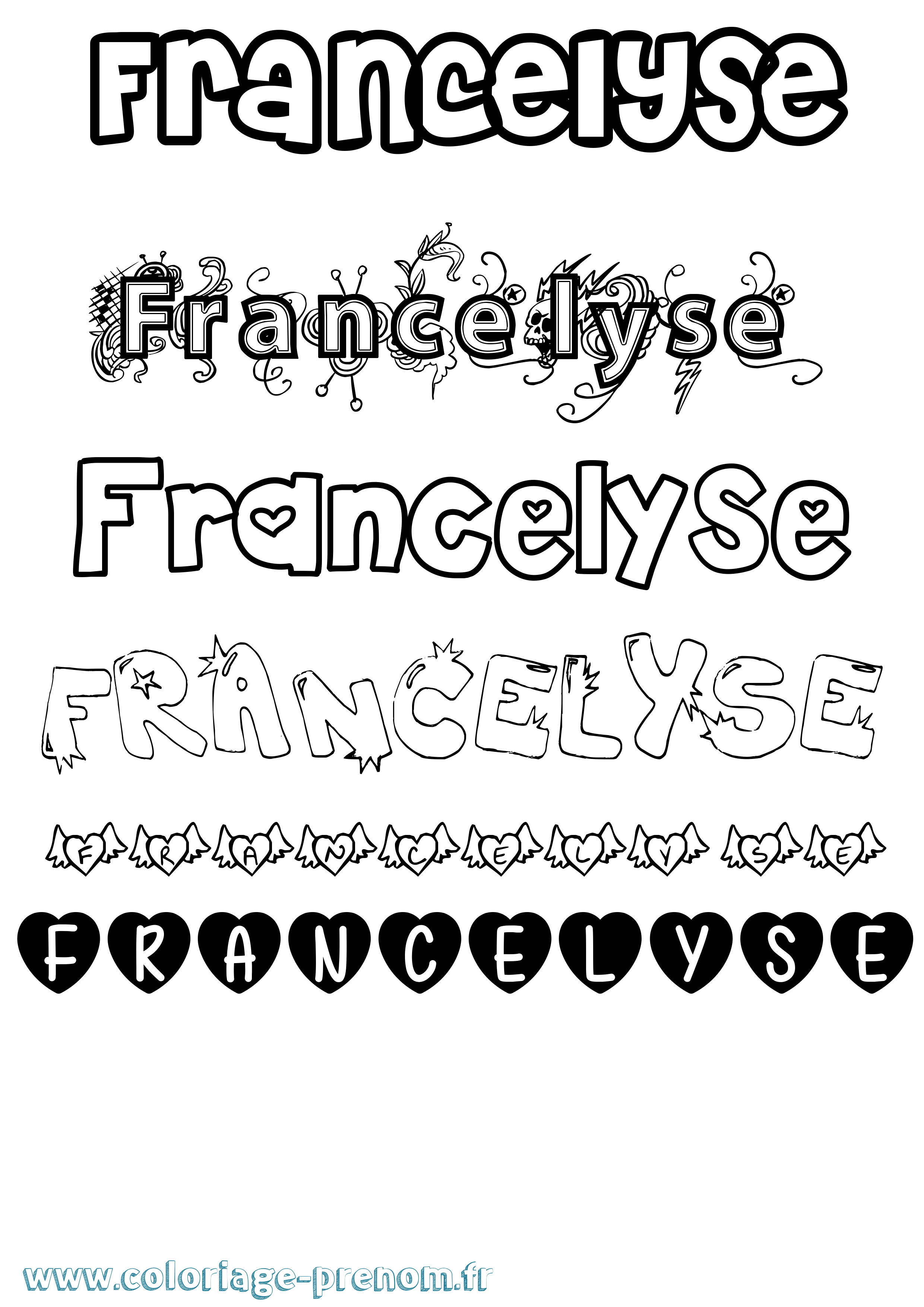 Coloriage Francelyse Girly Coloriage prénom Francelyse Girly