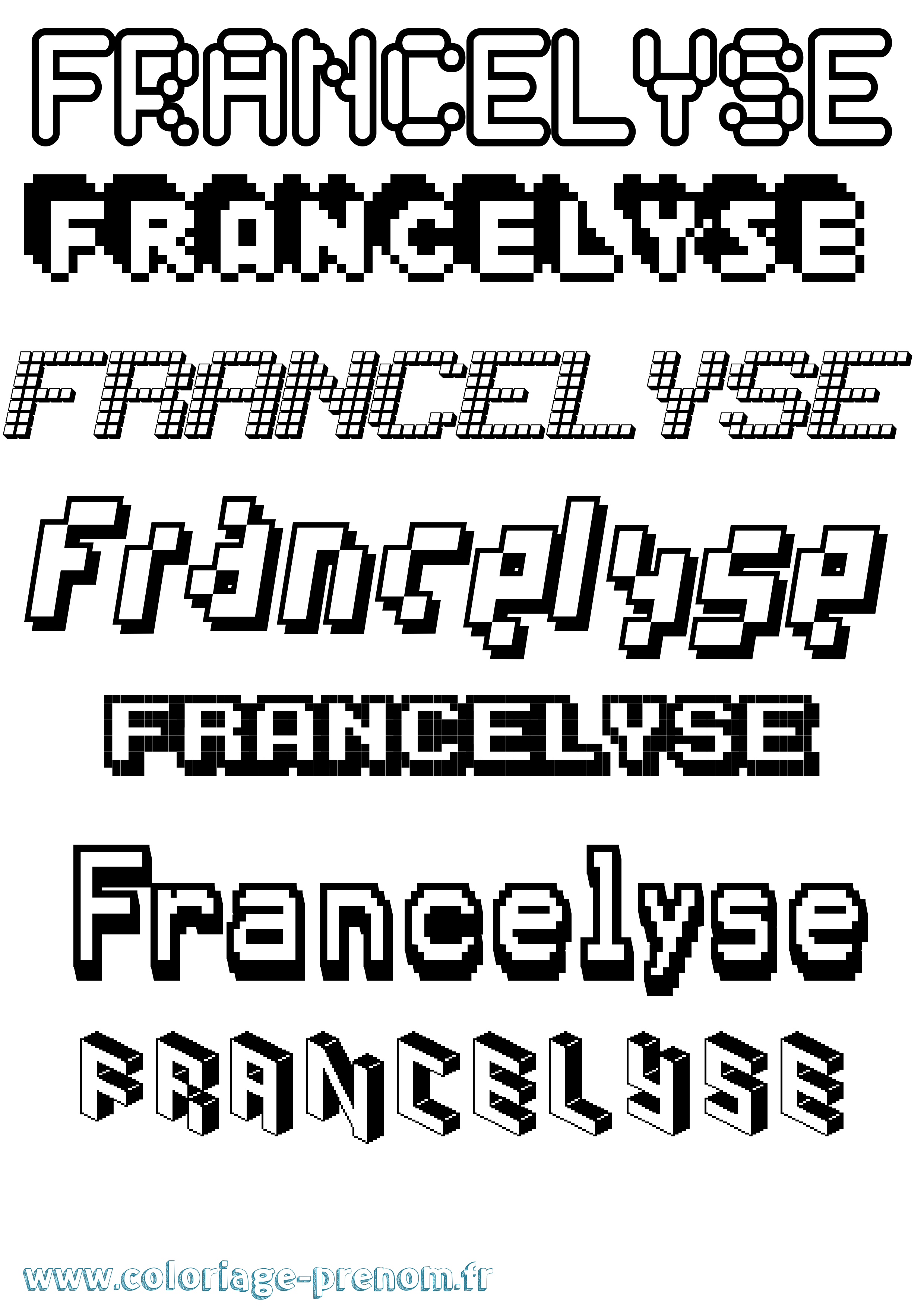 Coloriage Francelyse Pixel Coloriage prénom Francelyse Pixel