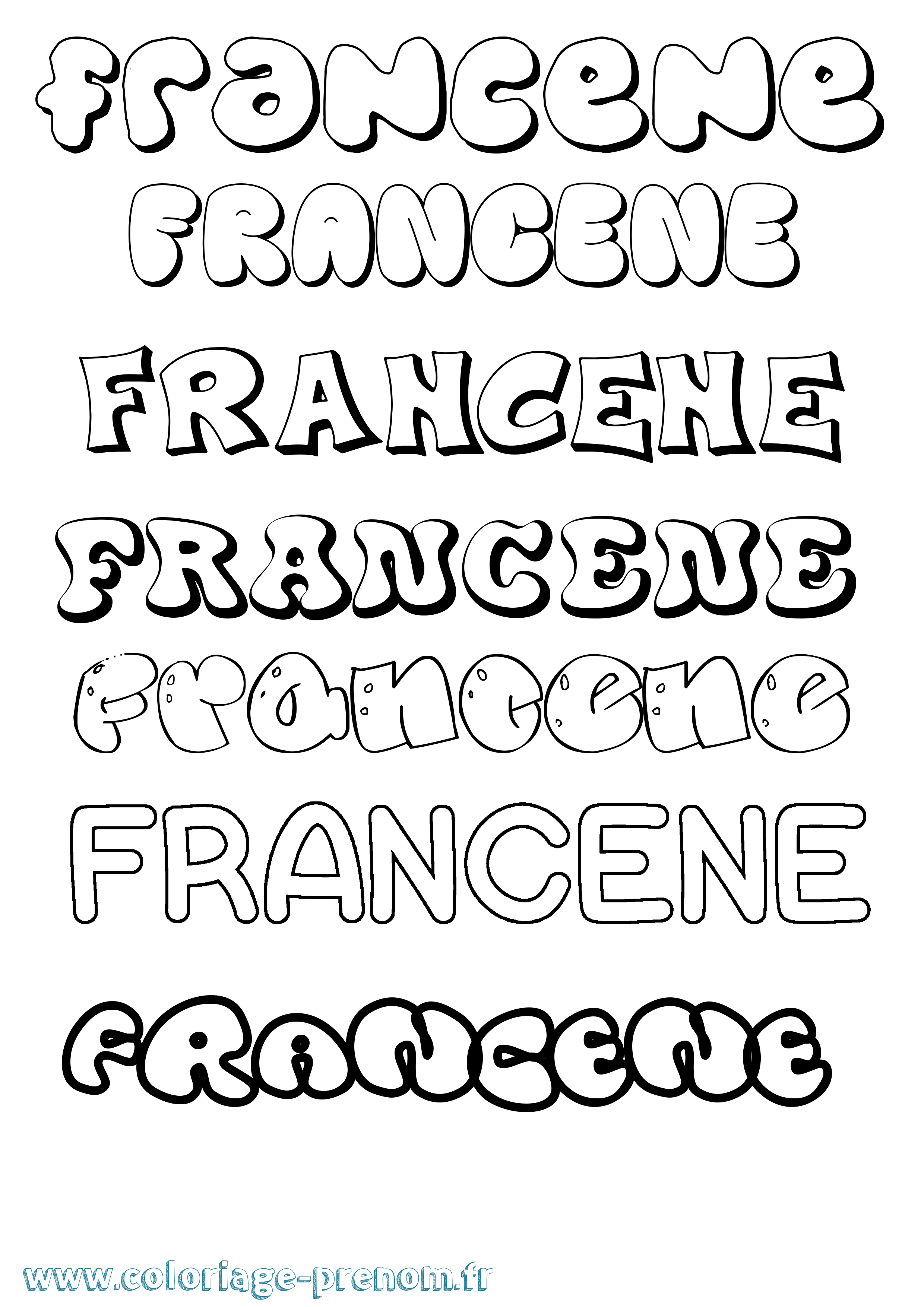 Coloriage Francene Bubble Coloriage prénom Francene Bubble
