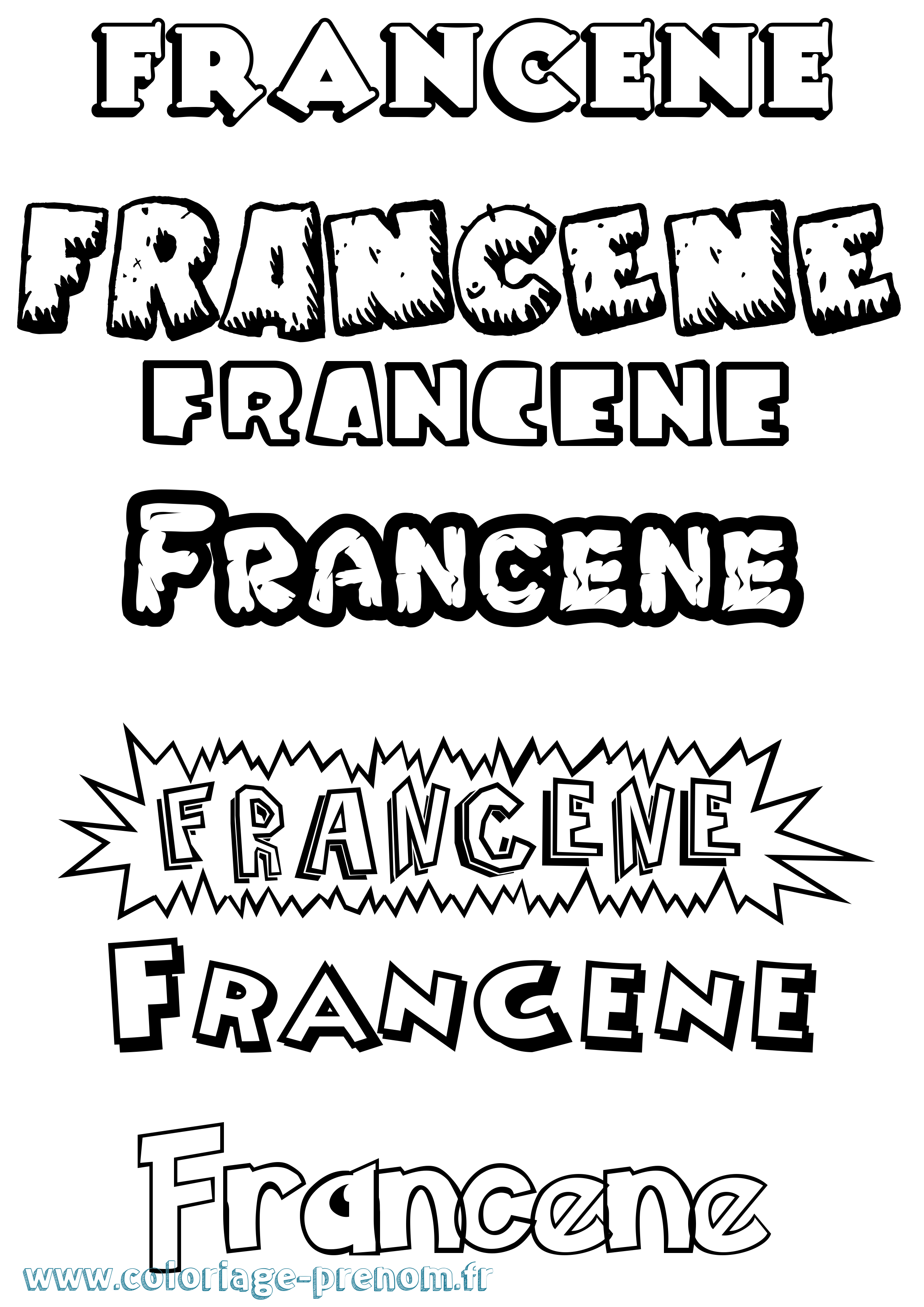 Coloriage Francene Dessin Animé Coloriage prénom Francene Dessin Animé
