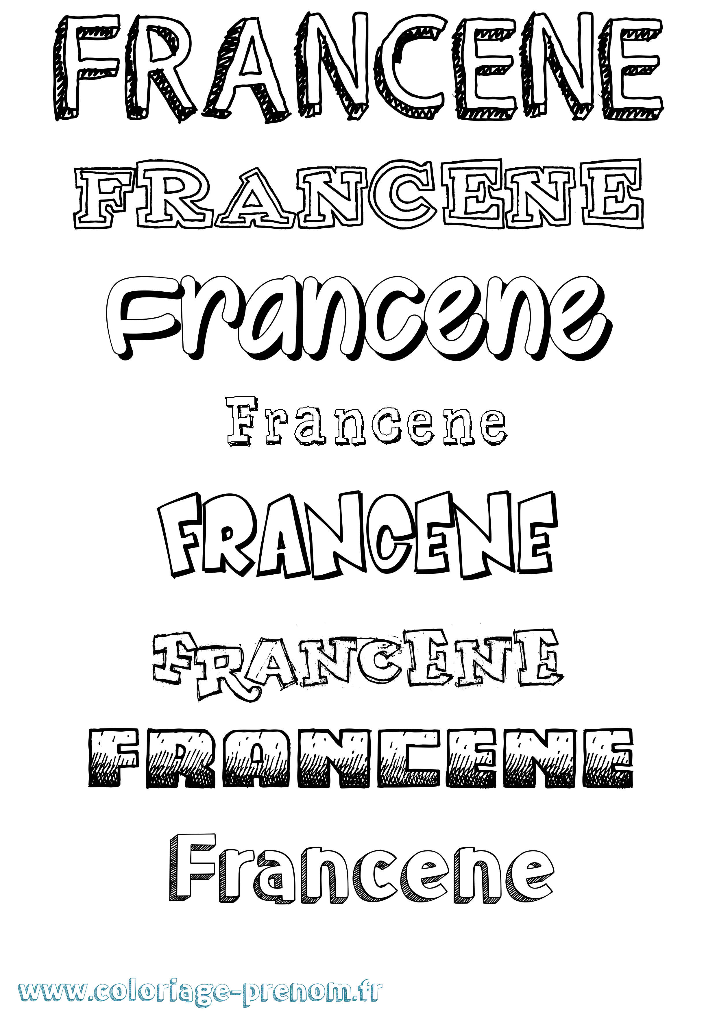 Coloriage Francene Dessiné Coloriage prénom Francene Dessiné