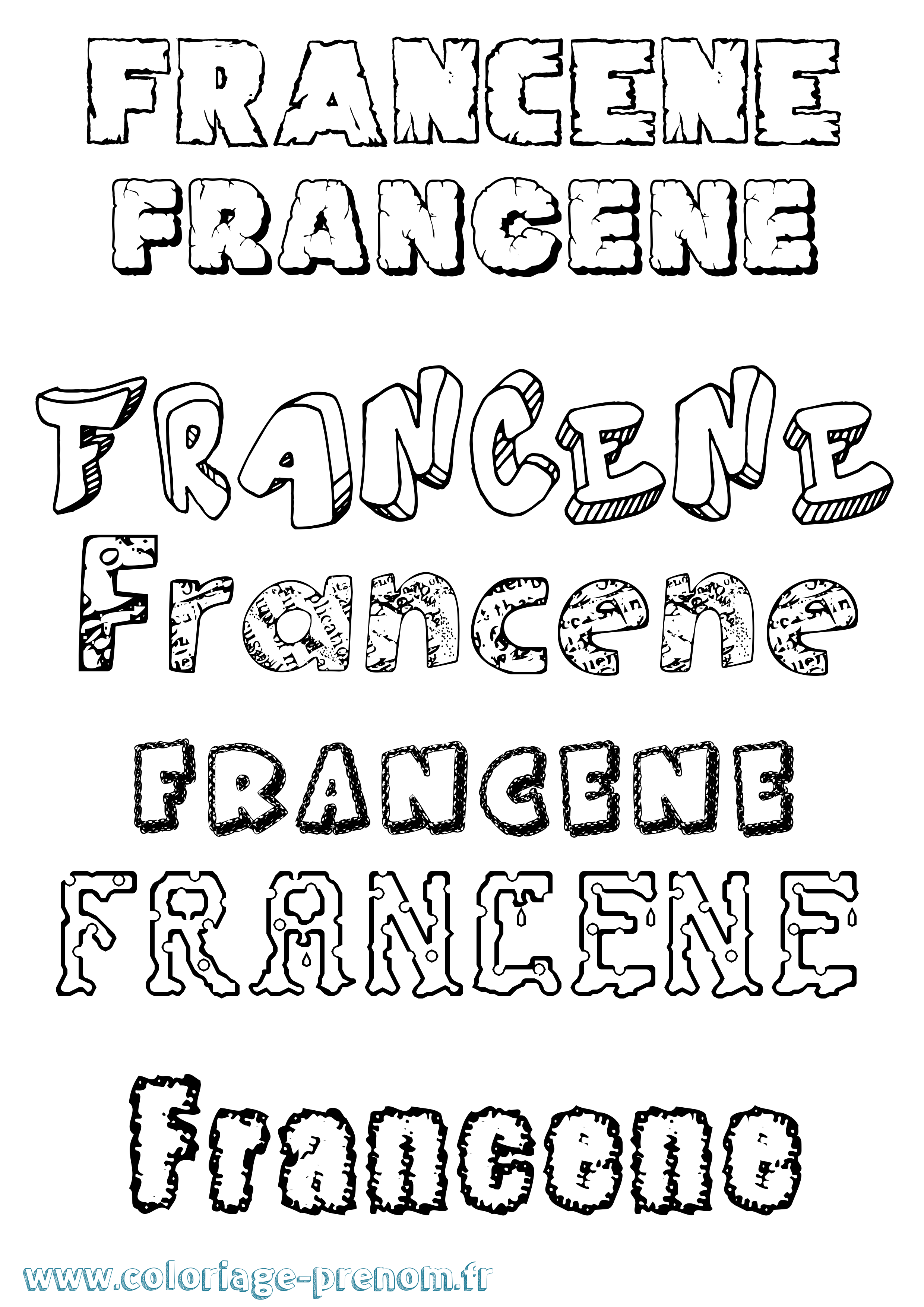 Coloriage Francene Destructuré Coloriage prénom Francene Destructuré