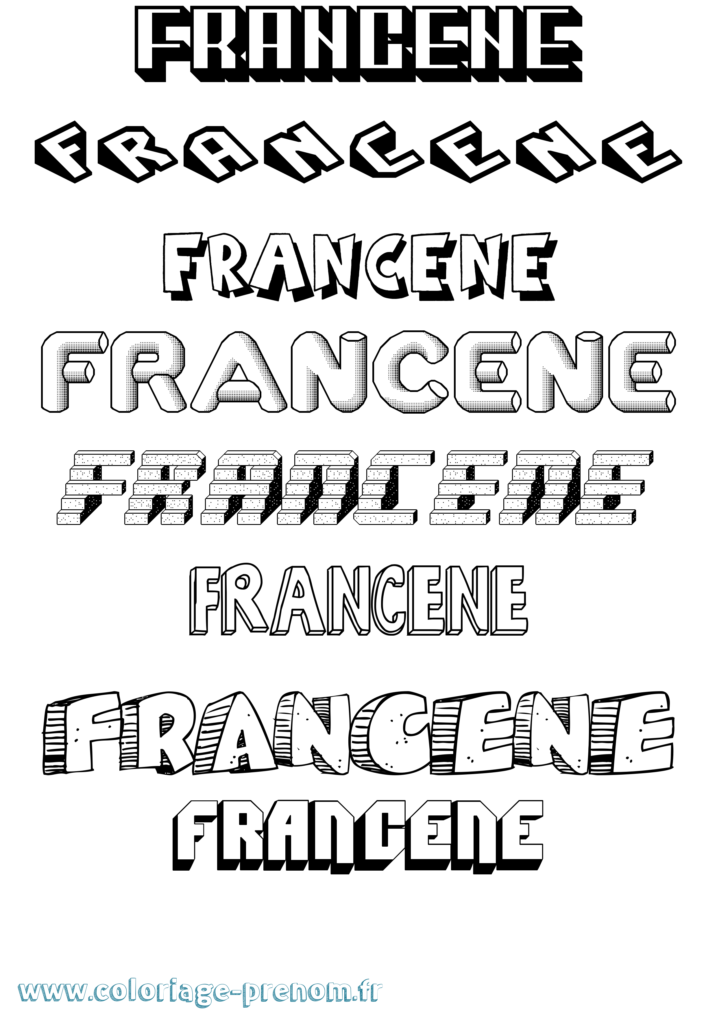 Coloriage Francene Effet 3D Coloriage prénom Francene Effet 3D