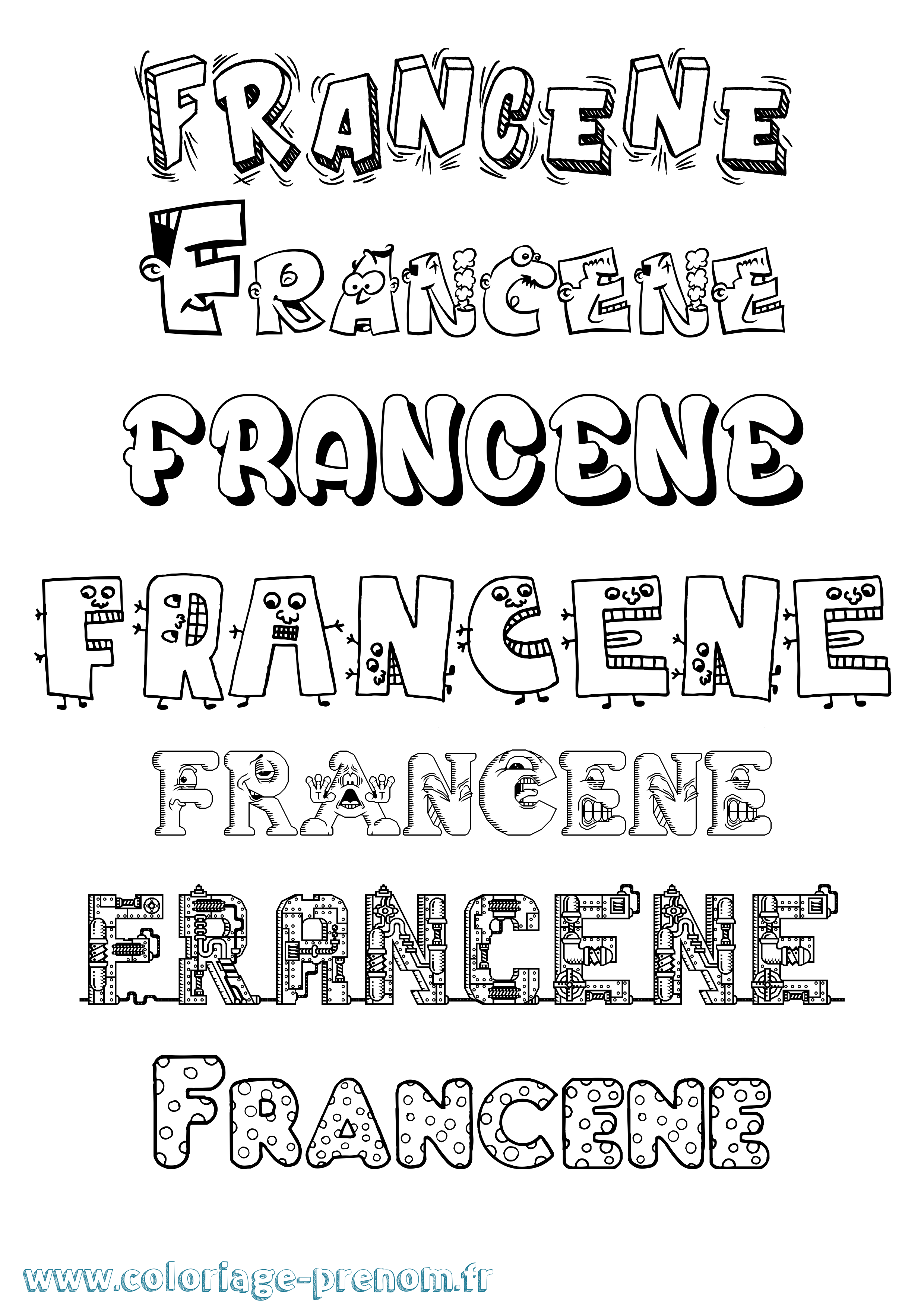 Coloriage Francene Fun Coloriage prénom Francene Fun