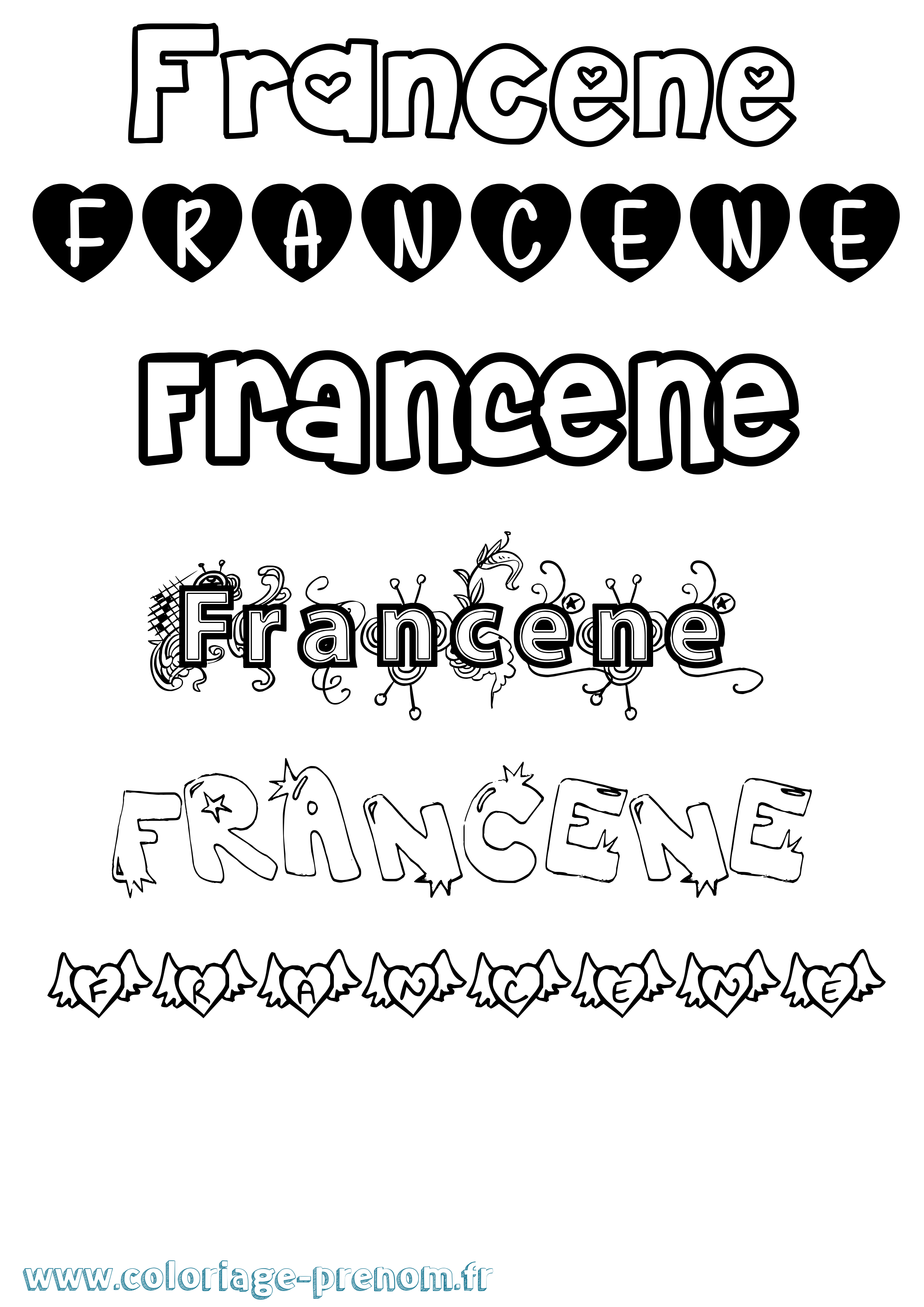 Coloriage Francene Girly Coloriage prénom Francene Girly