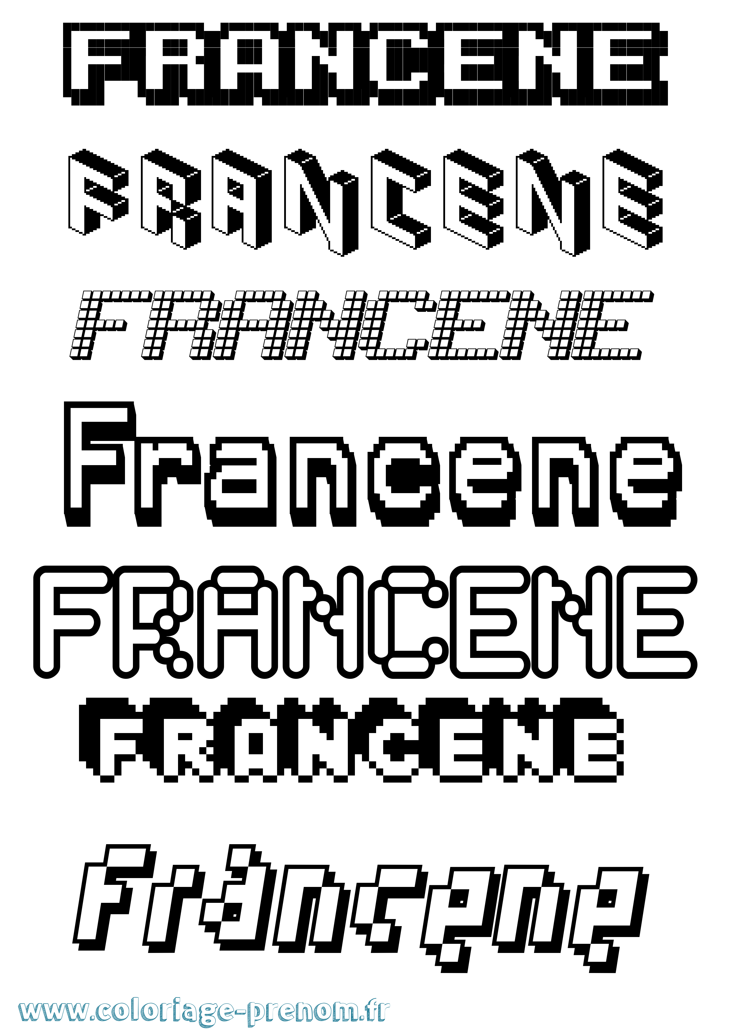 Coloriage Francene Pixel Coloriage prénom Francene Pixel