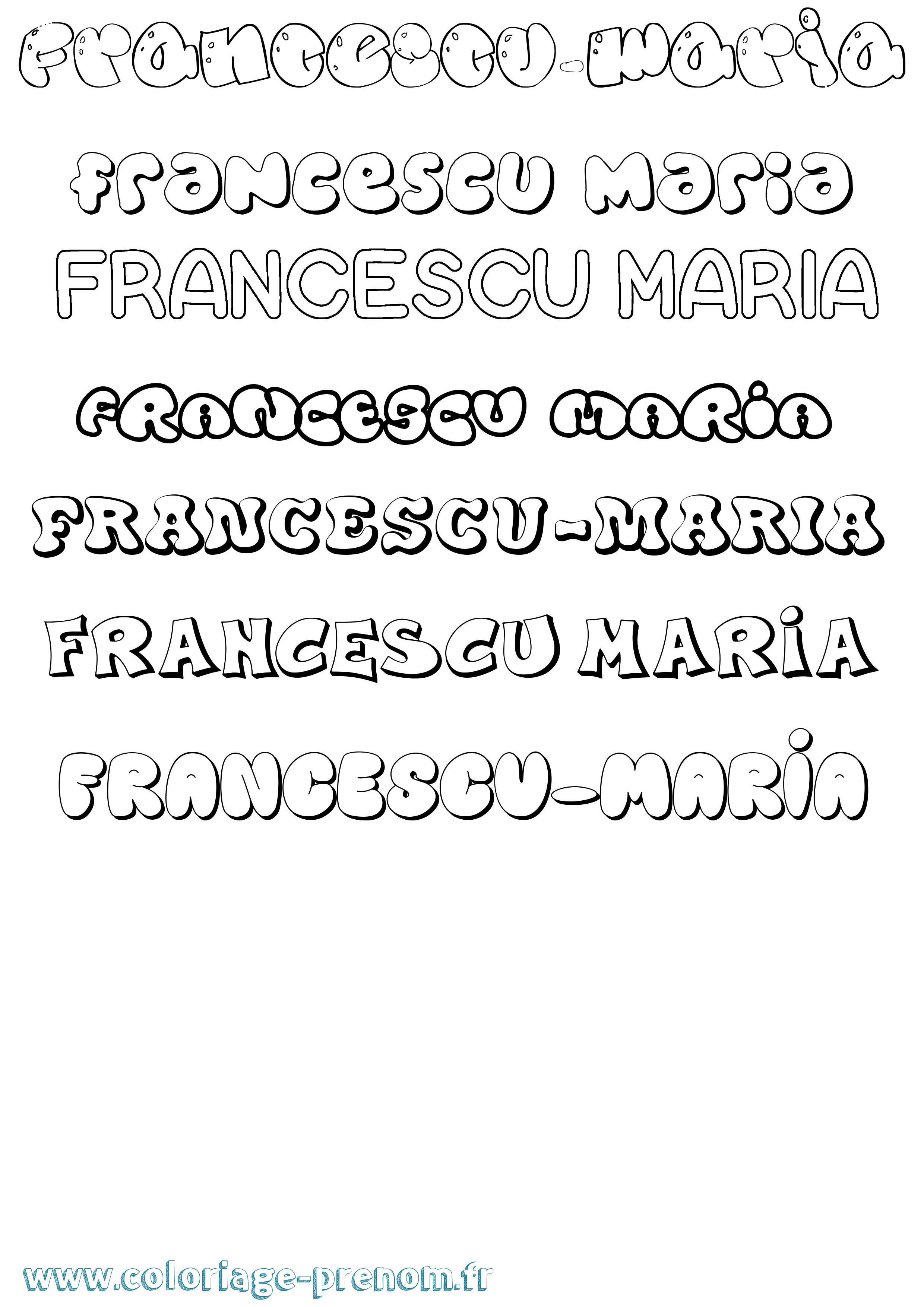 Coloriage Francescu-Maria Bubble Coloriage prénom Francescu-Maria Bubble