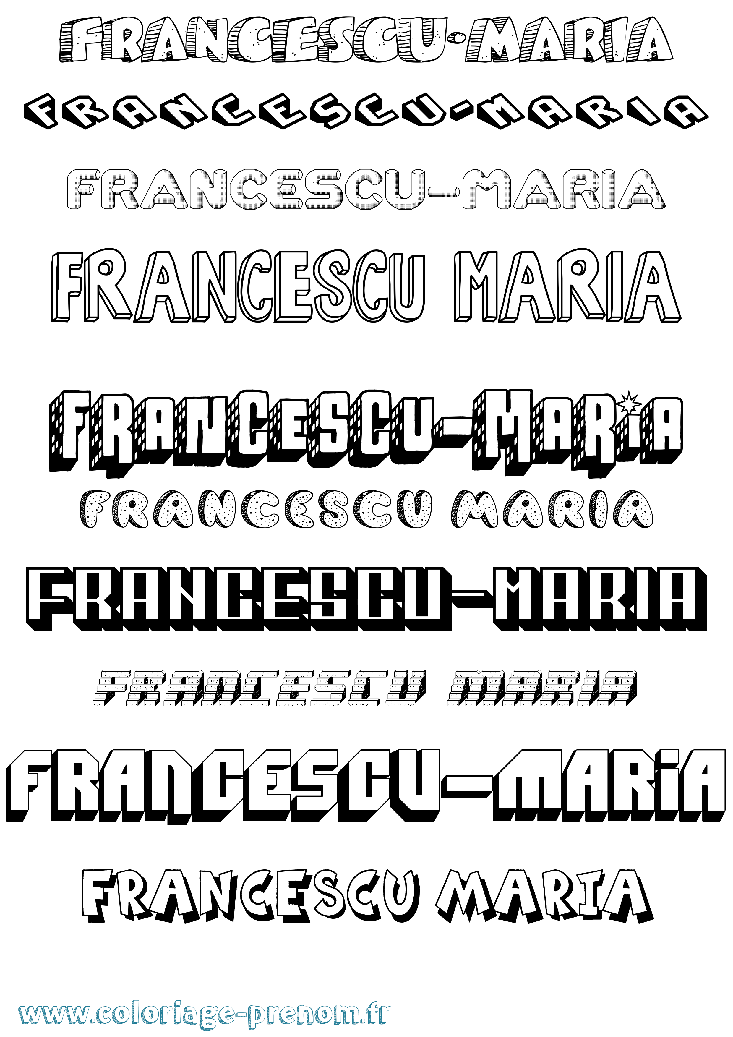 Coloriage Francescu-Maria Effet 3D Coloriage prénom Francescu-Maria Effet 3D