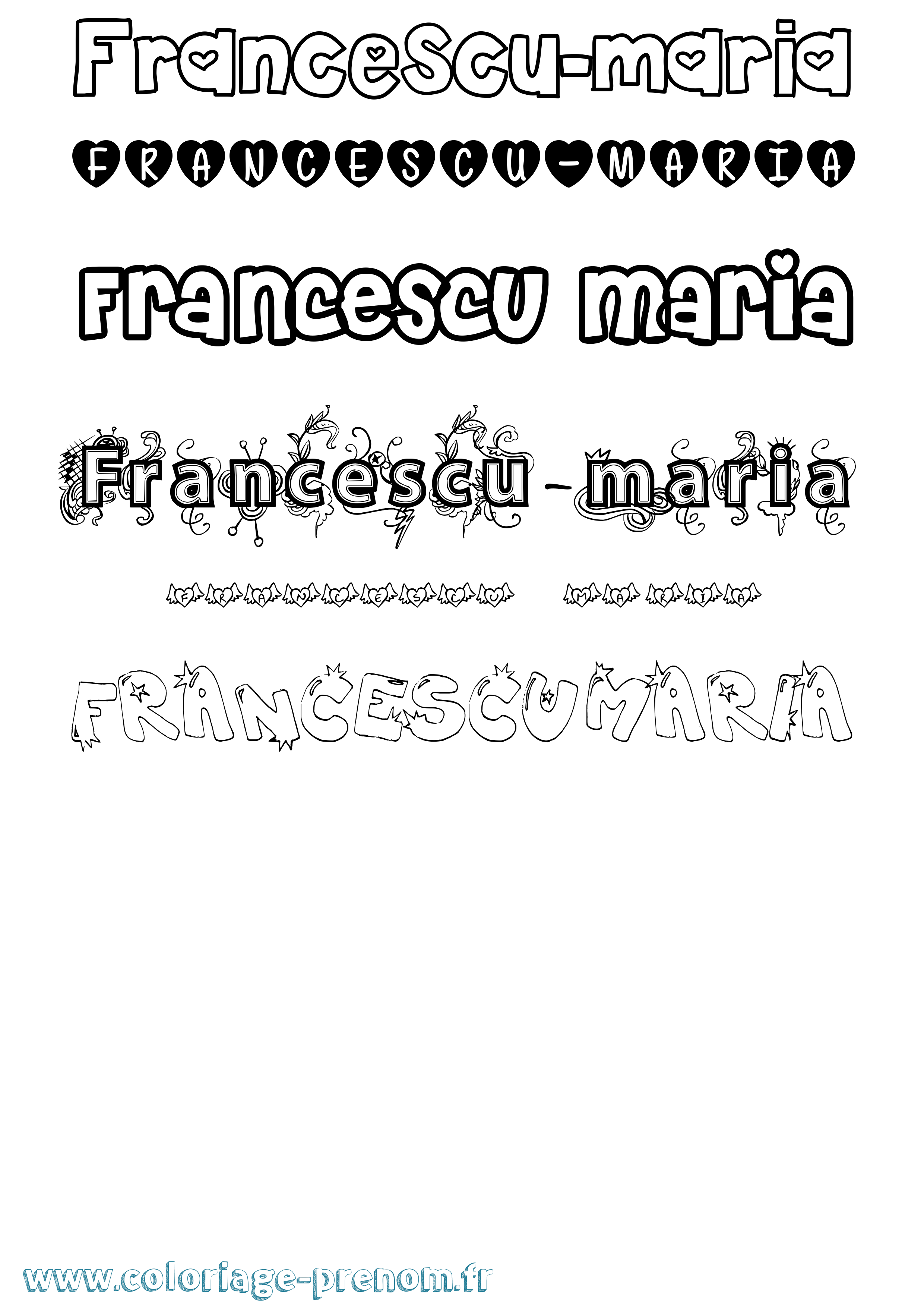 Coloriage Francescu-Maria Girly Coloriage prénom Francescu-Maria Girly