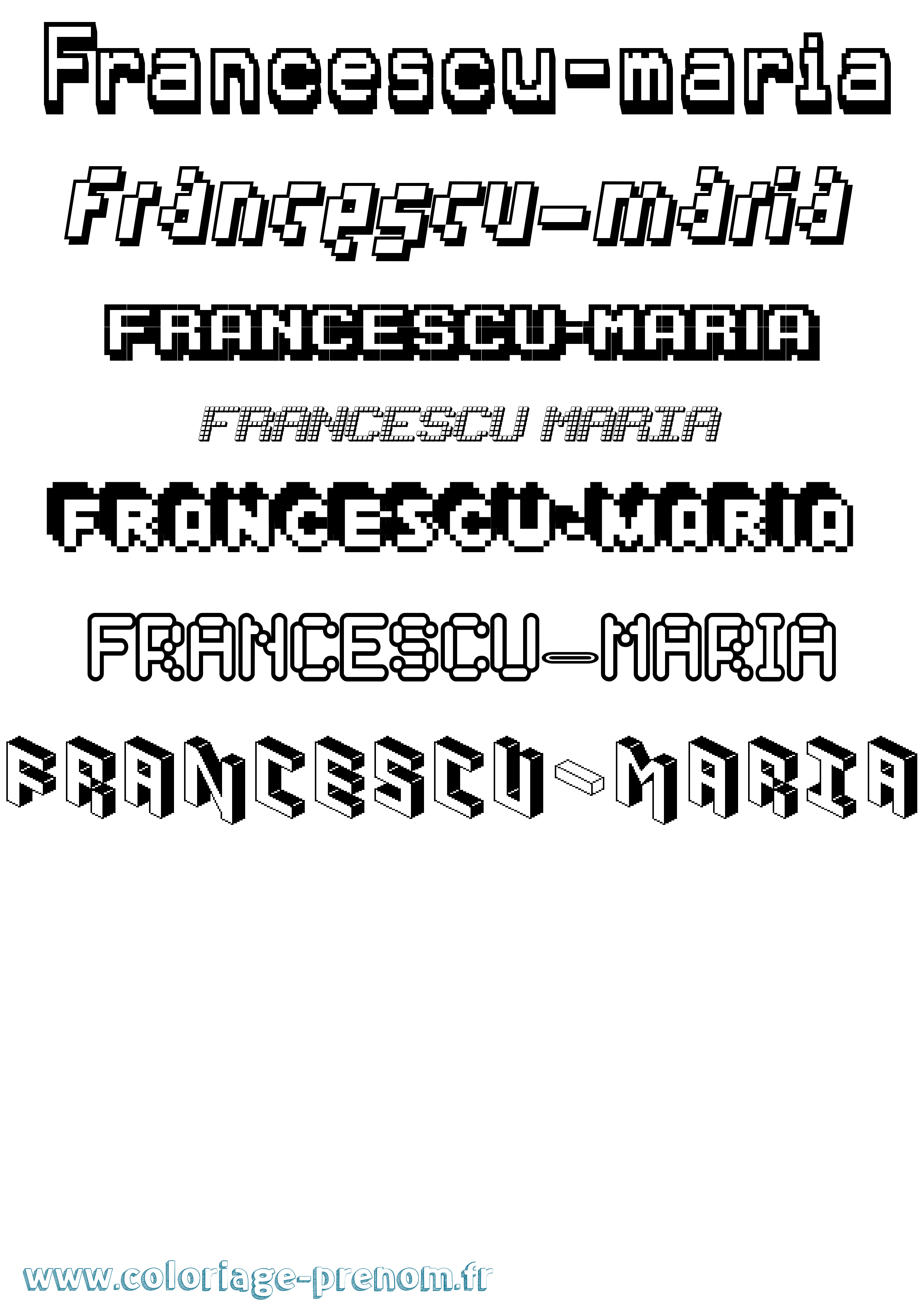 Coloriage Francescu-Maria Pixel Coloriage prénom Francescu-Maria Pixel