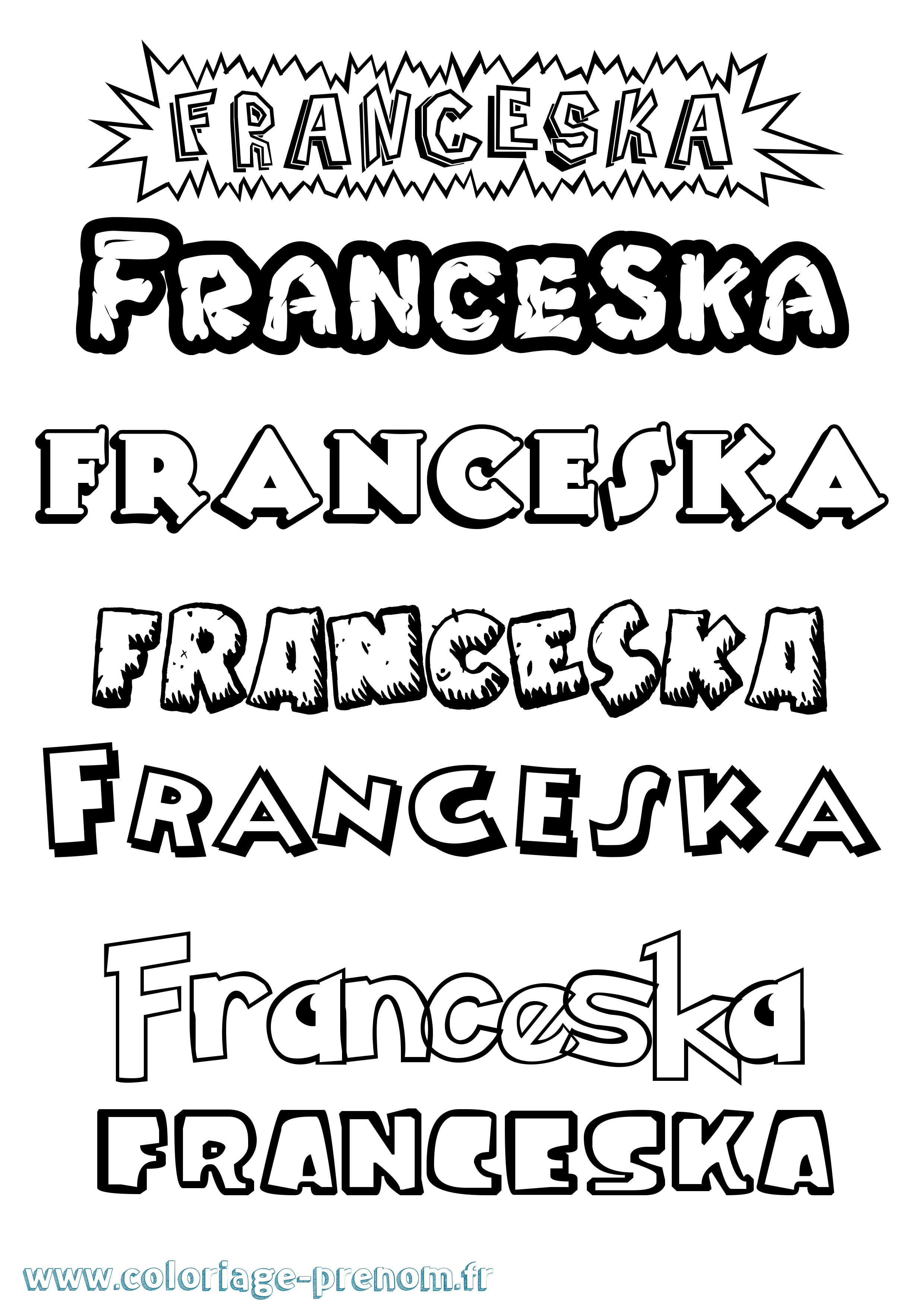 Coloriage Franceska Dessin Animé Coloriage prénom Franceska Dessin Animé