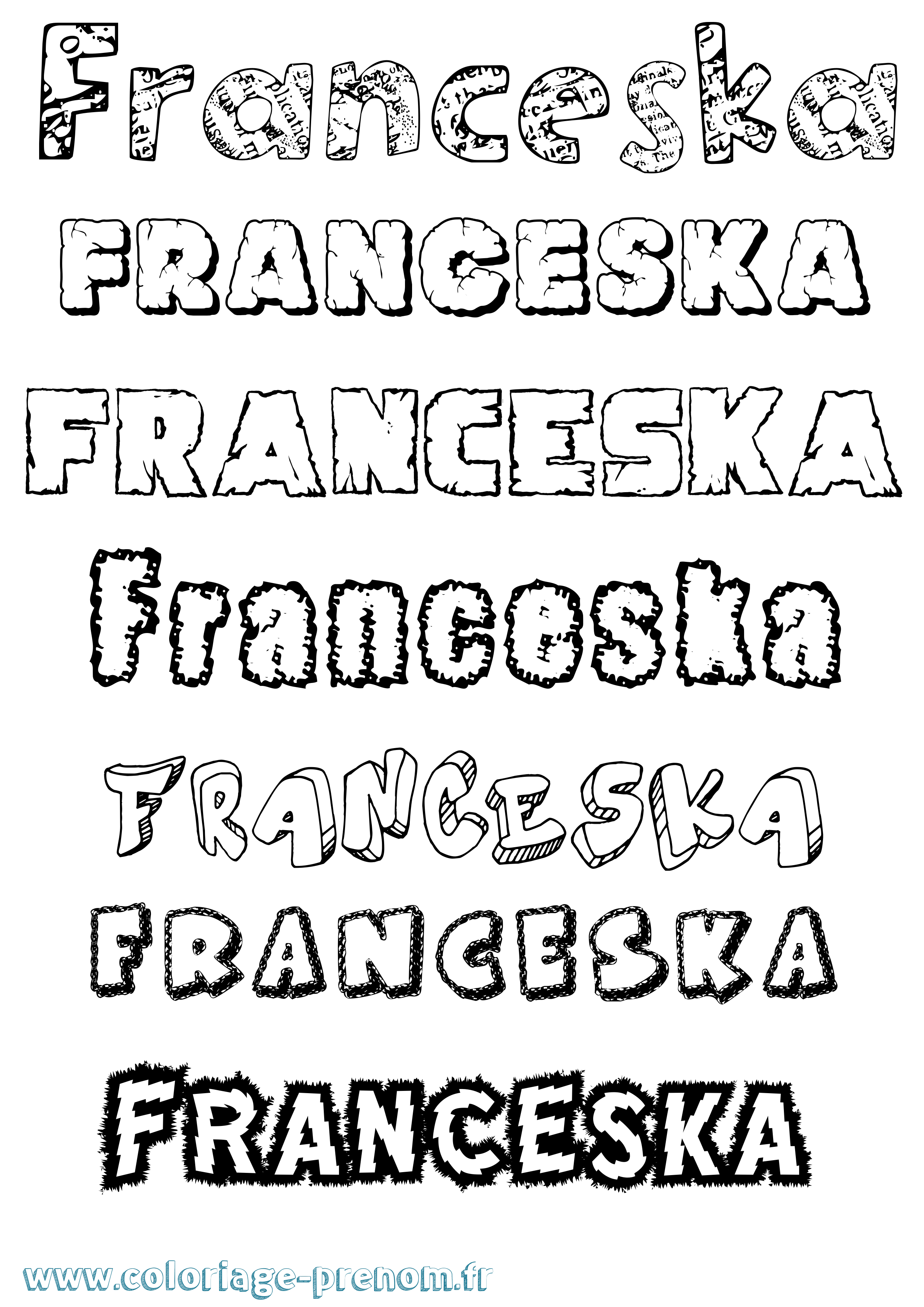 Coloriage Franceska Destructuré Coloriage prénom Franceska Destructuré