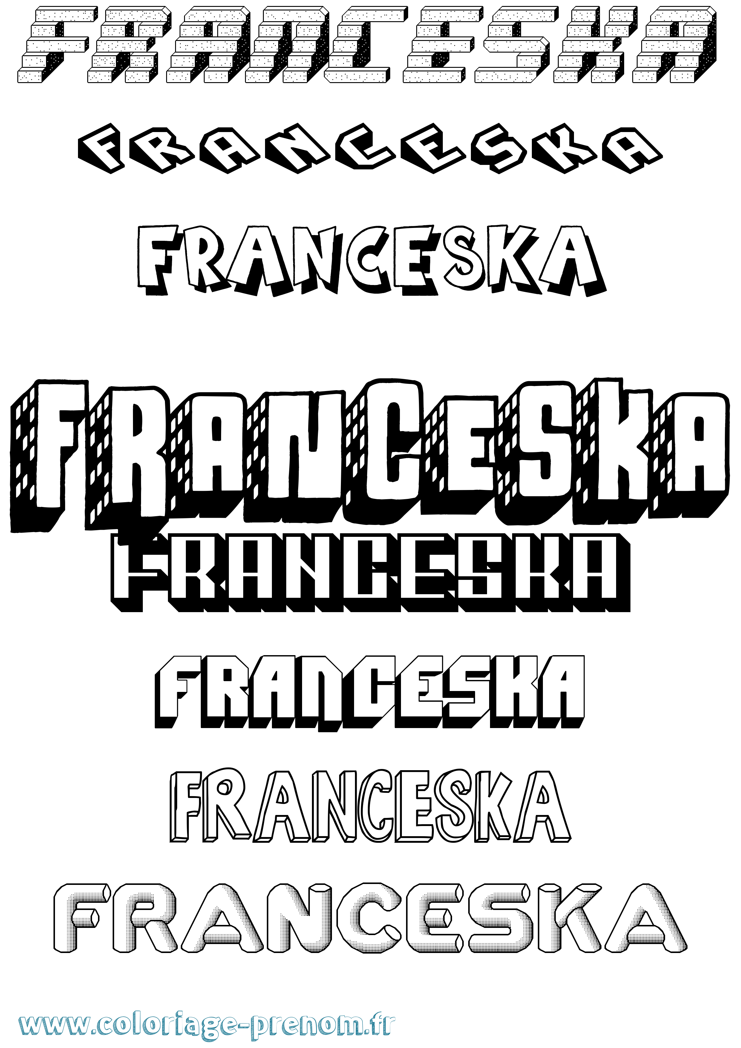 Coloriage Franceska Effet 3D Coloriage prénom Franceska Effet 3D