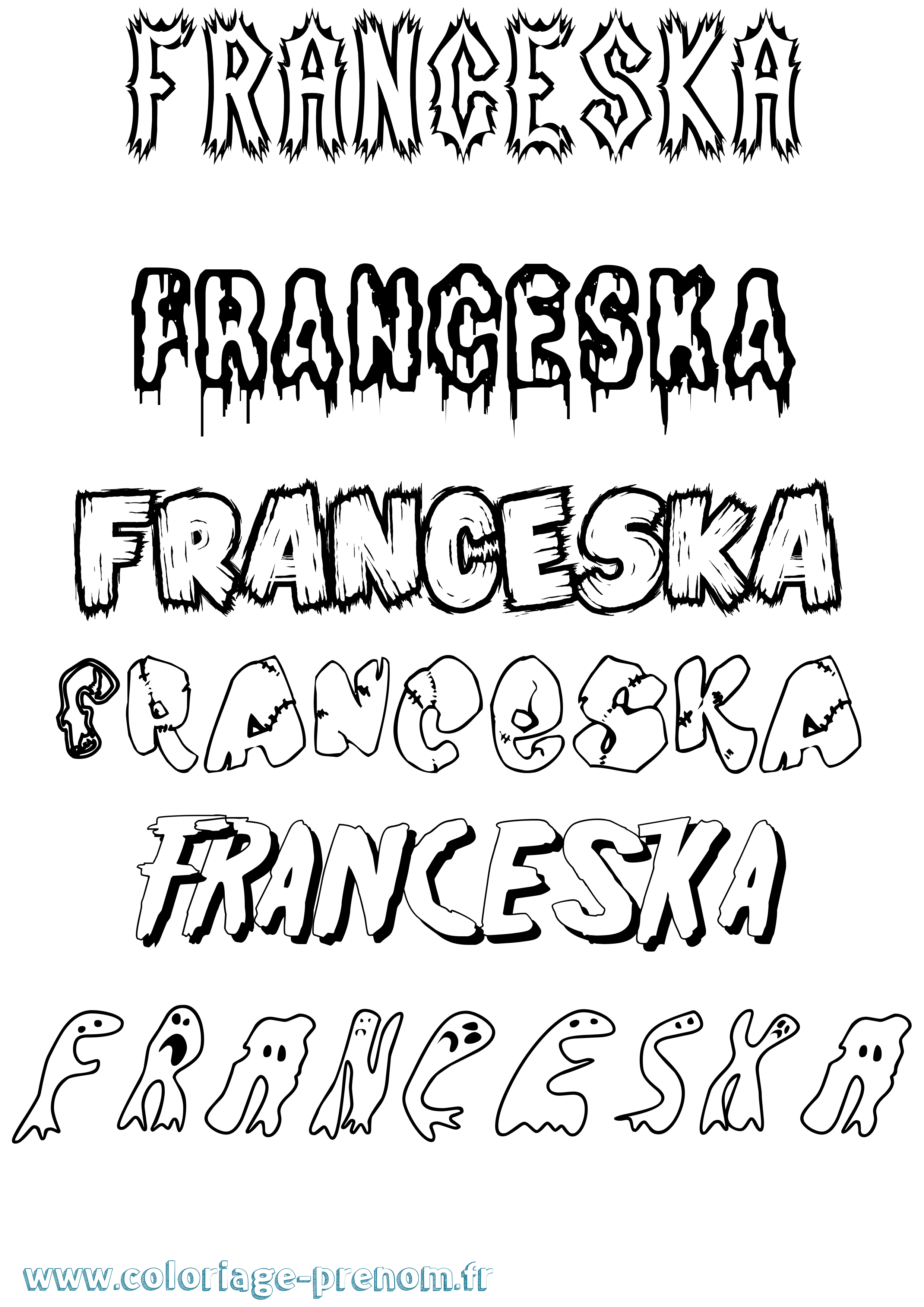 Coloriage Franceska Frisson Coloriage prénom Franceska Frisson