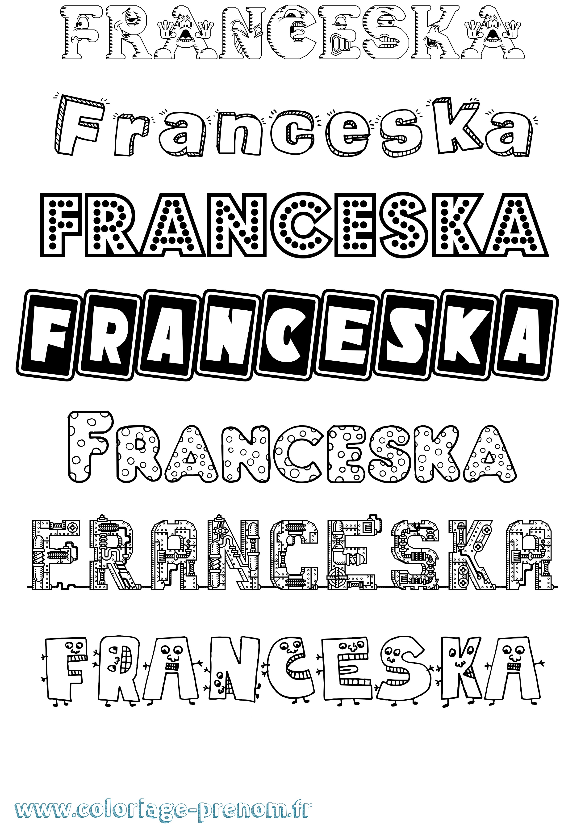 Coloriage Franceska Fun Coloriage prénom Franceska Fun