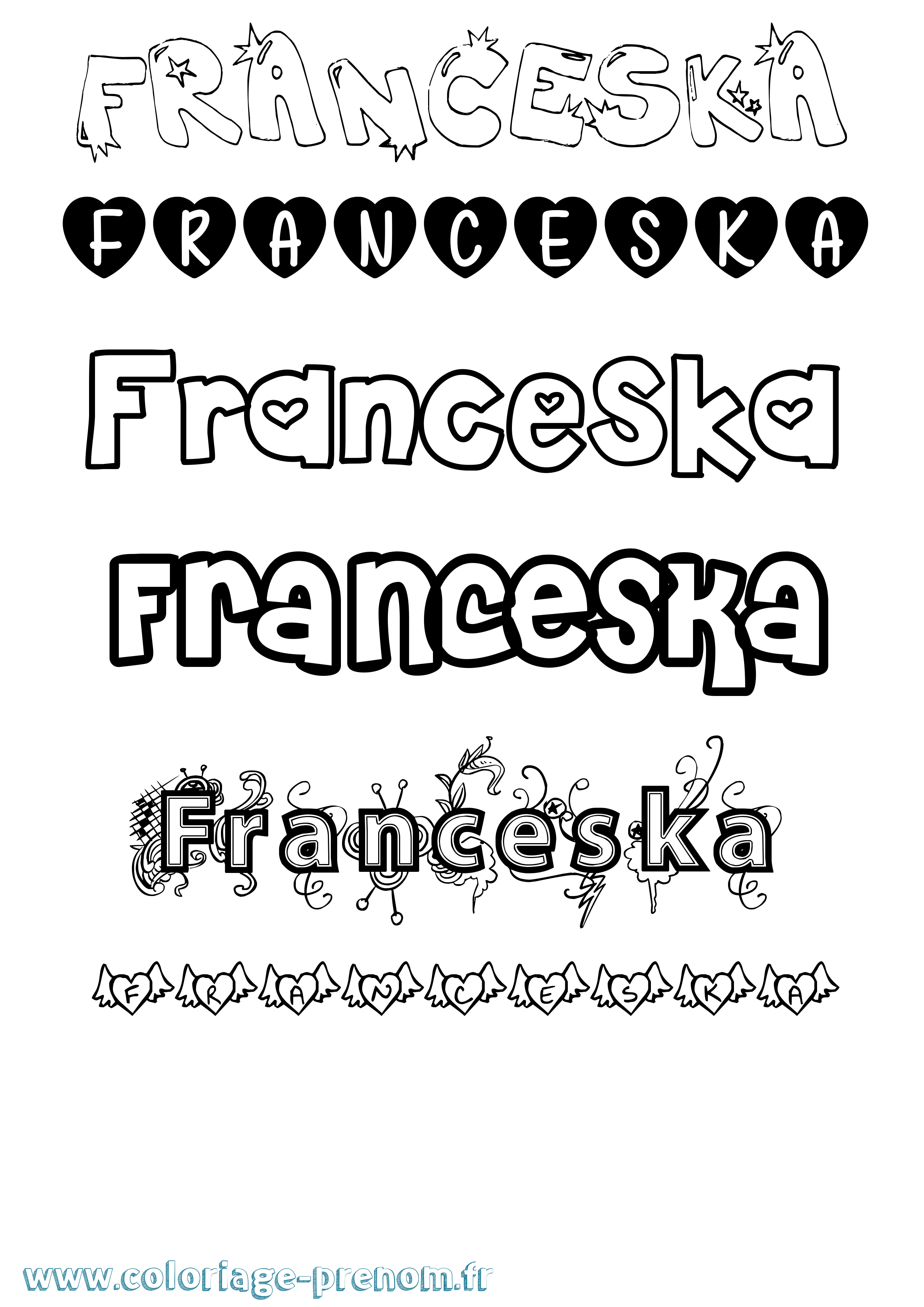 Coloriage Franceska Girly Coloriage prénom Franceska Girly