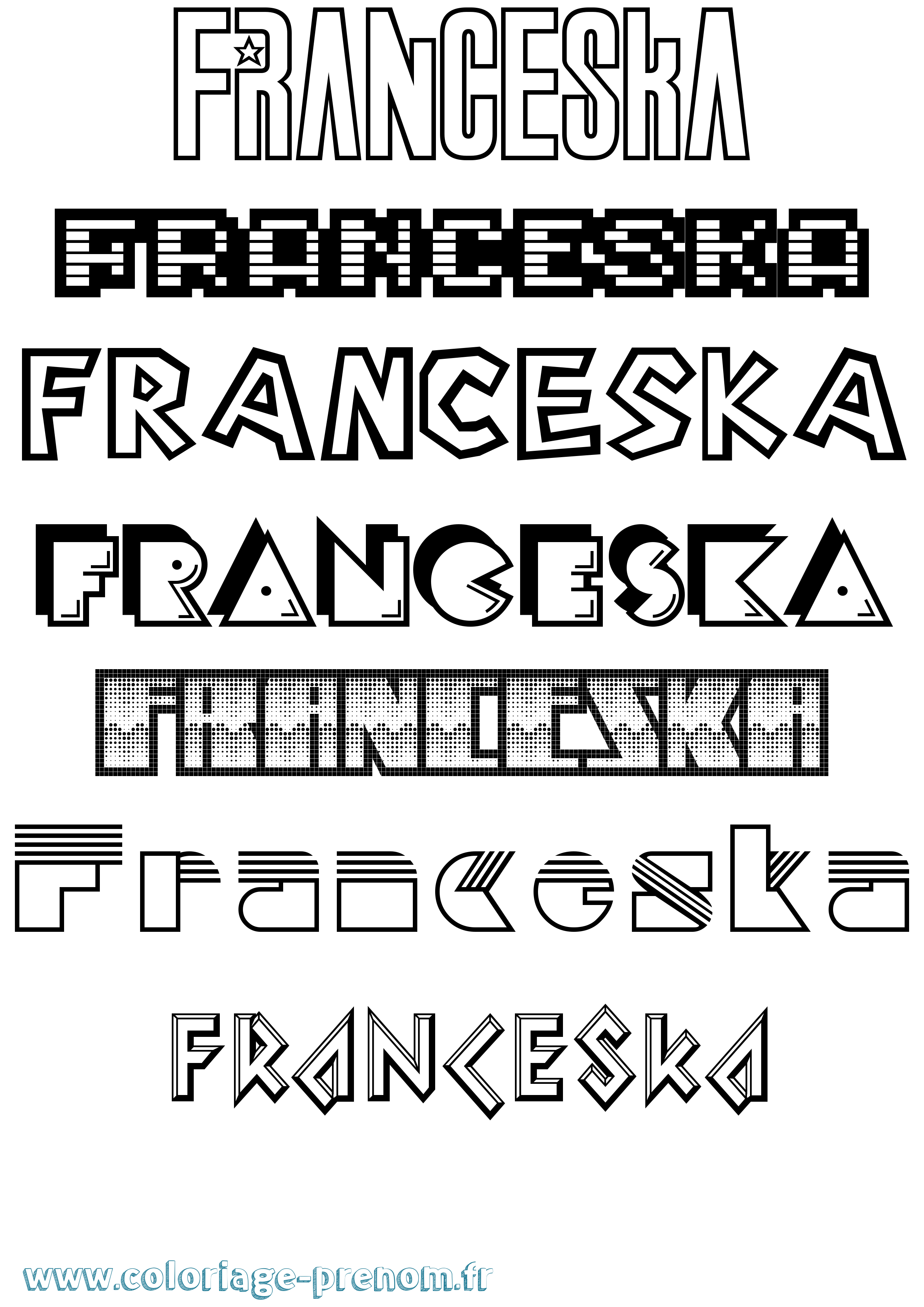 Coloriage Franceska Jeux Vidéos Coloriage prénom Franceska Jeux Vidéos