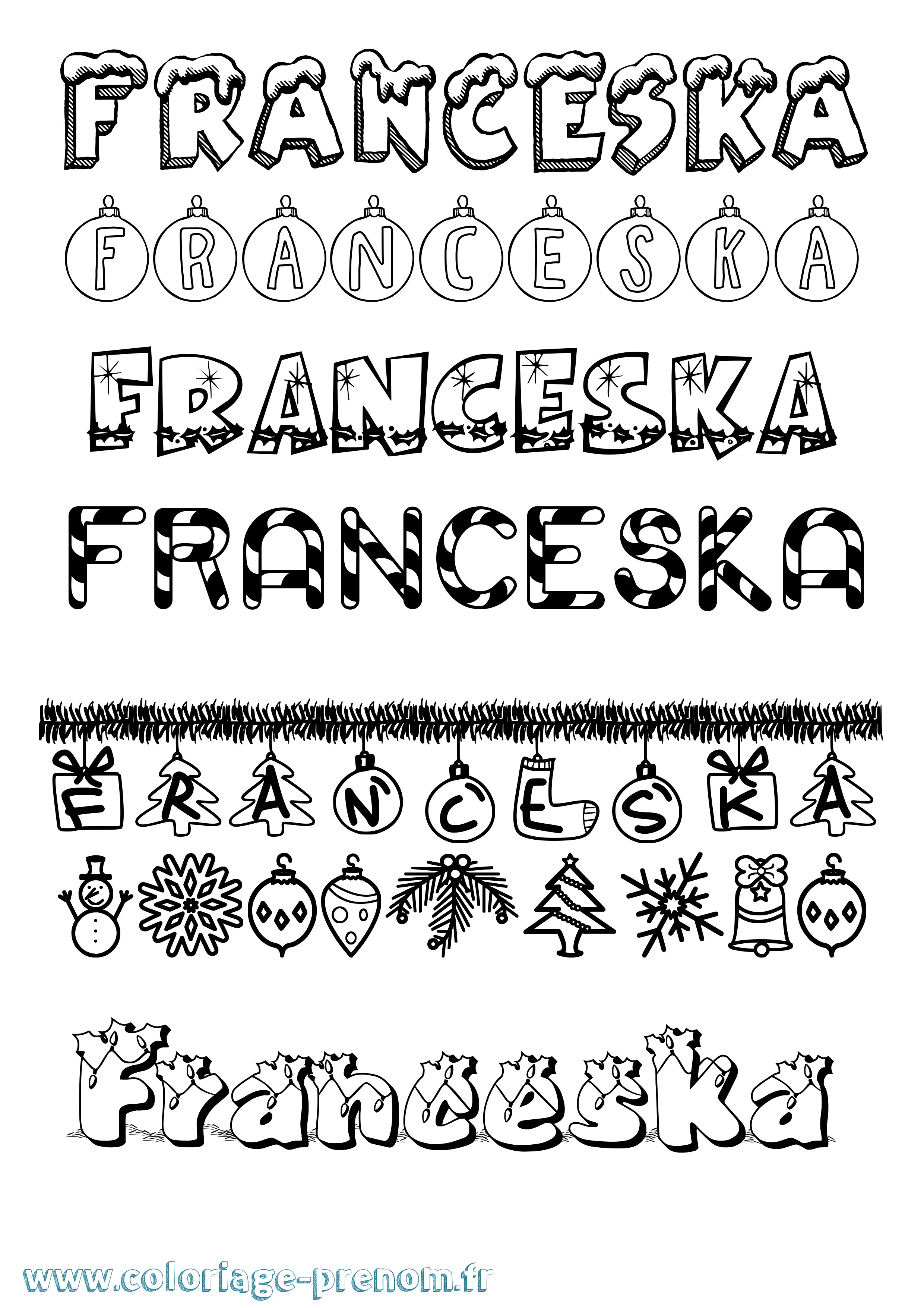 Coloriage Franceska Noël Coloriage prénom Franceska Noël