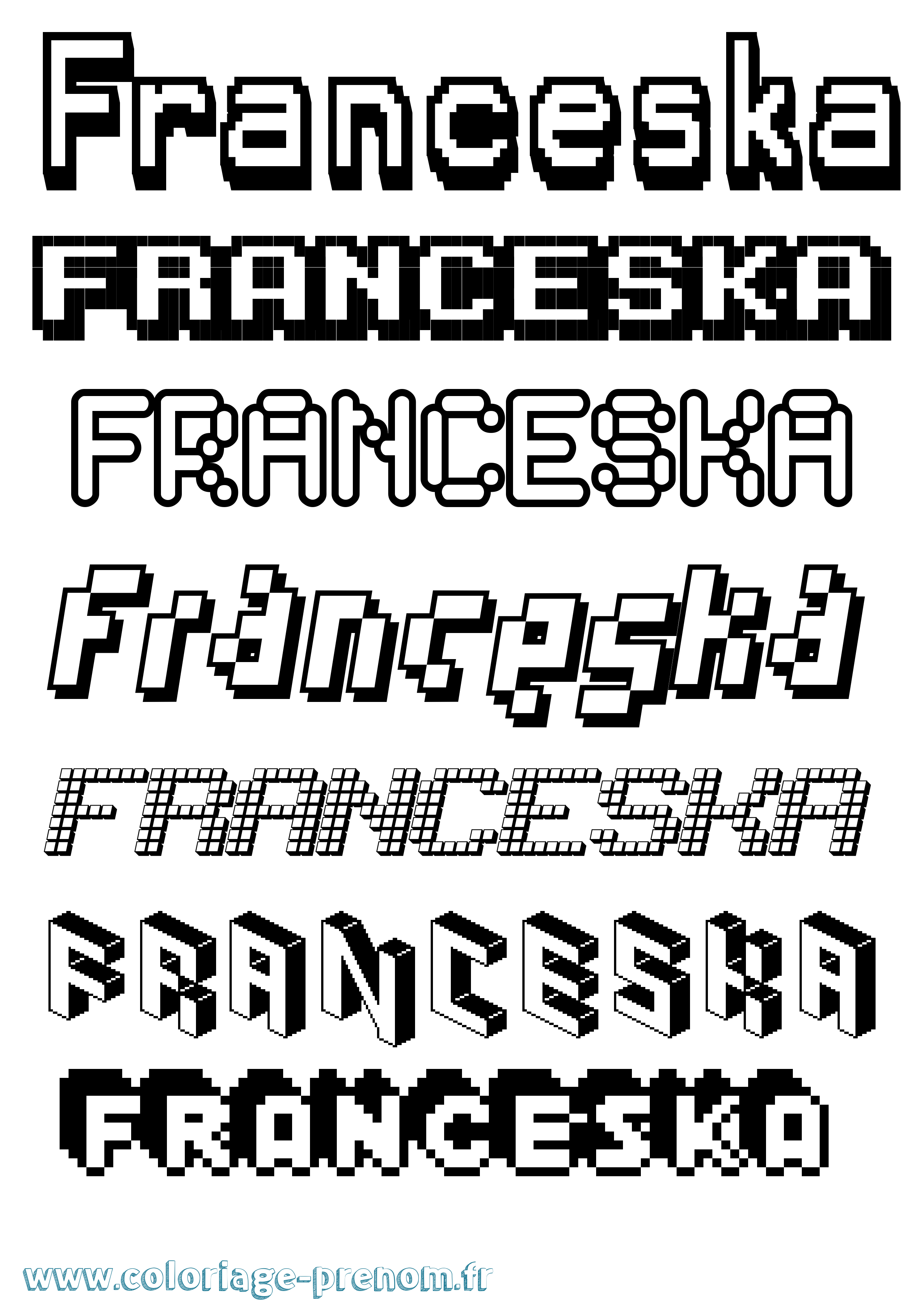 Coloriage Franceska Pixel Coloriage prénom Franceska Pixel