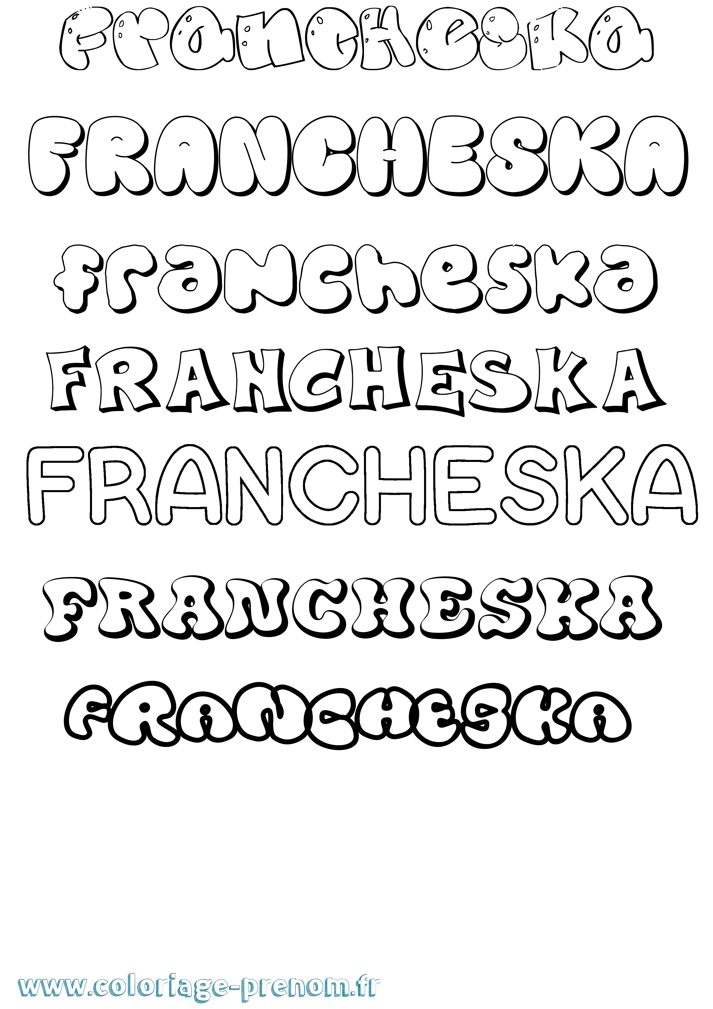 Coloriage Francheska Bubble Coloriage prénom Francheska Bubble