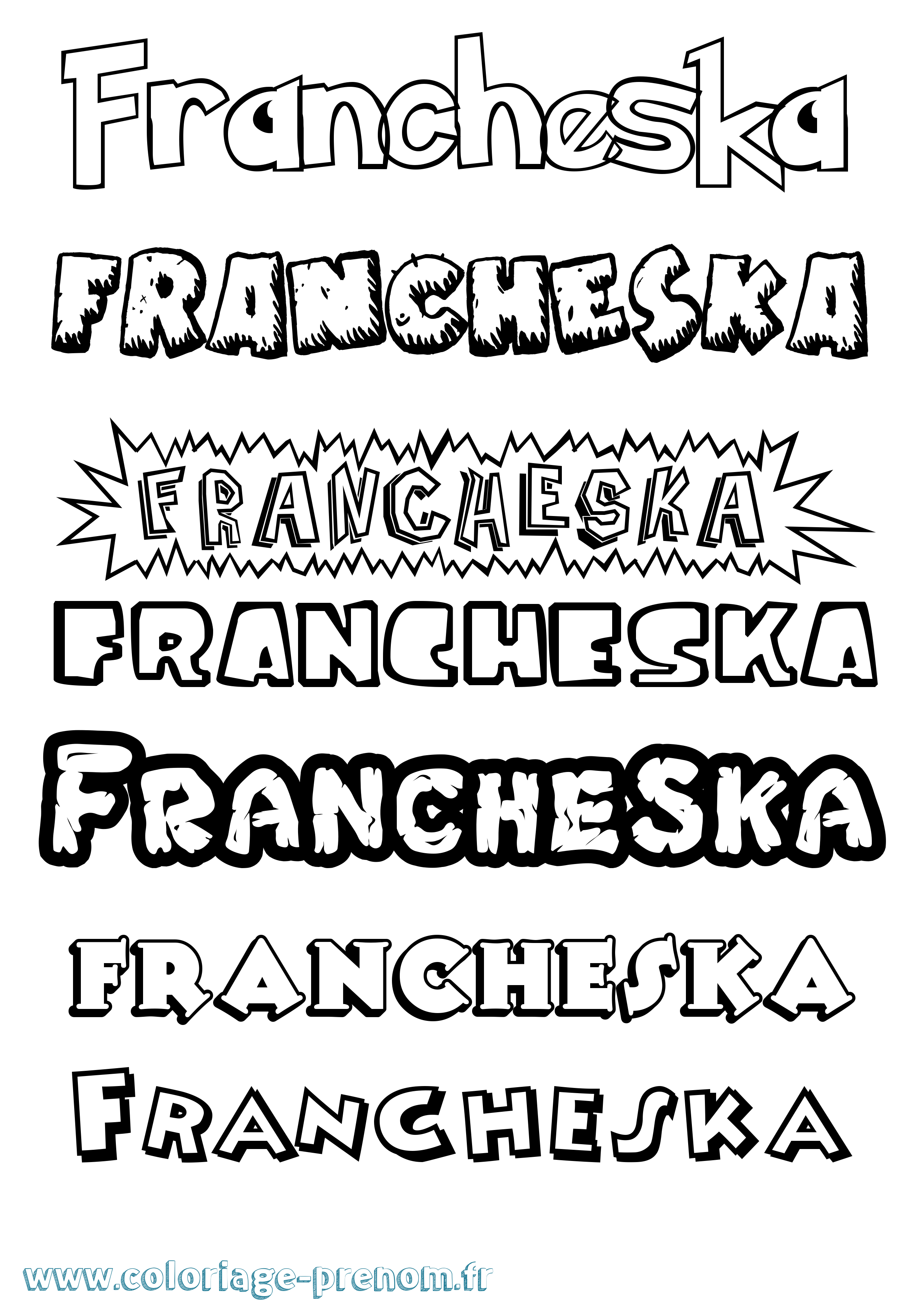 Coloriage Francheska Dessin Animé Coloriage prénom Francheska Dessin Animé