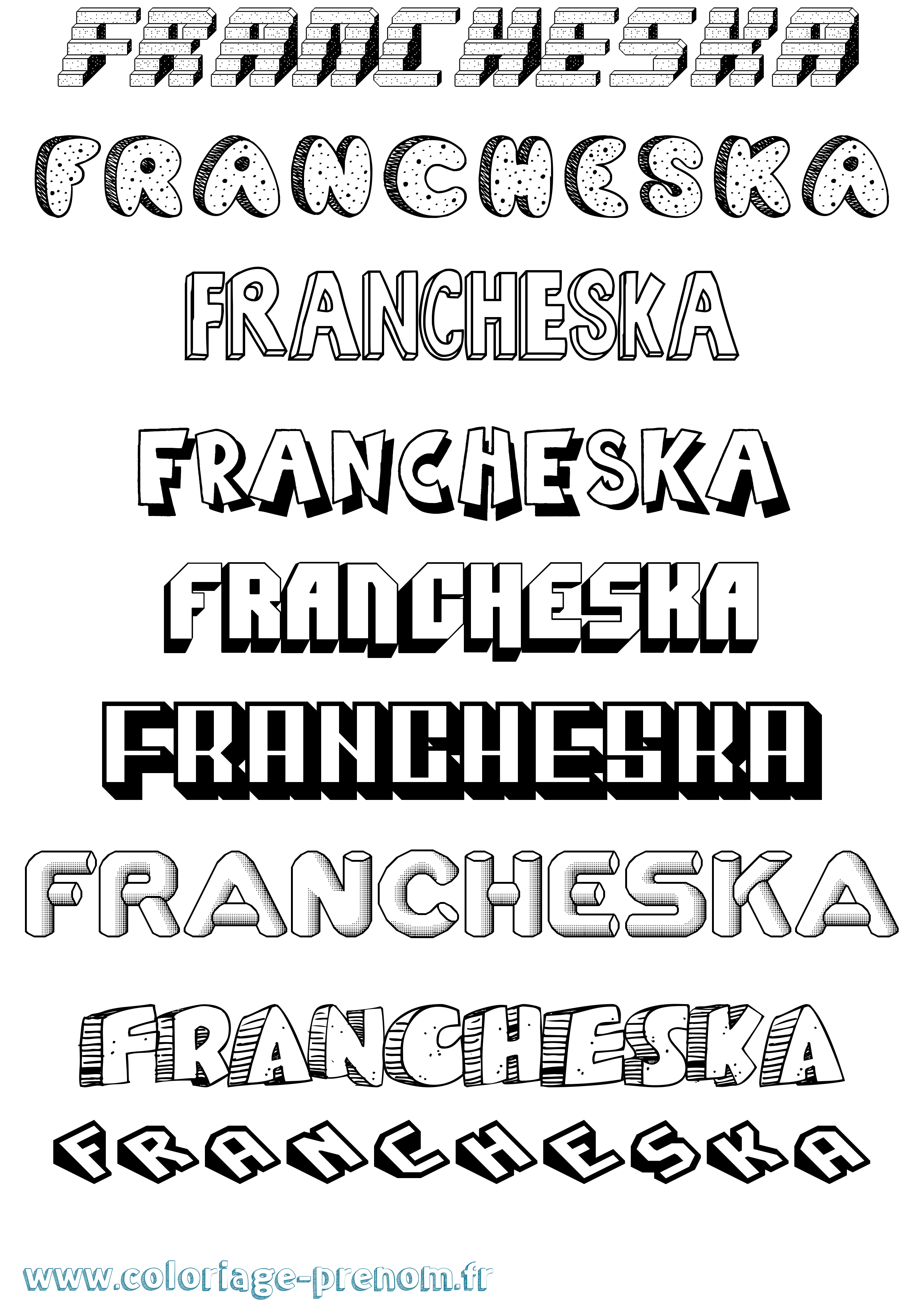 Coloriage Francheska Effet 3D Coloriage prénom Francheska Effet 3D