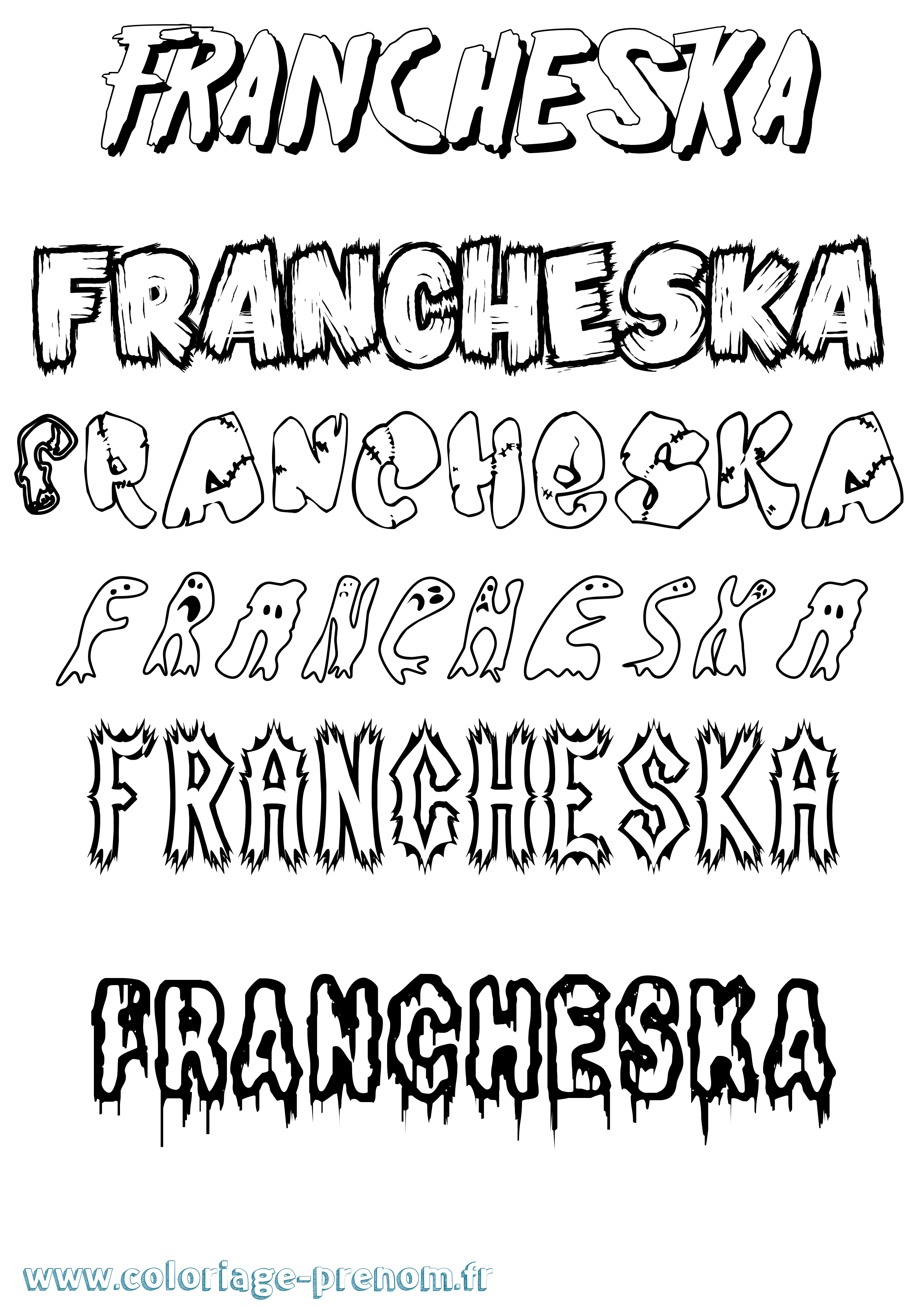 Coloriage Francheska Frisson Coloriage prénom Francheska Frisson
