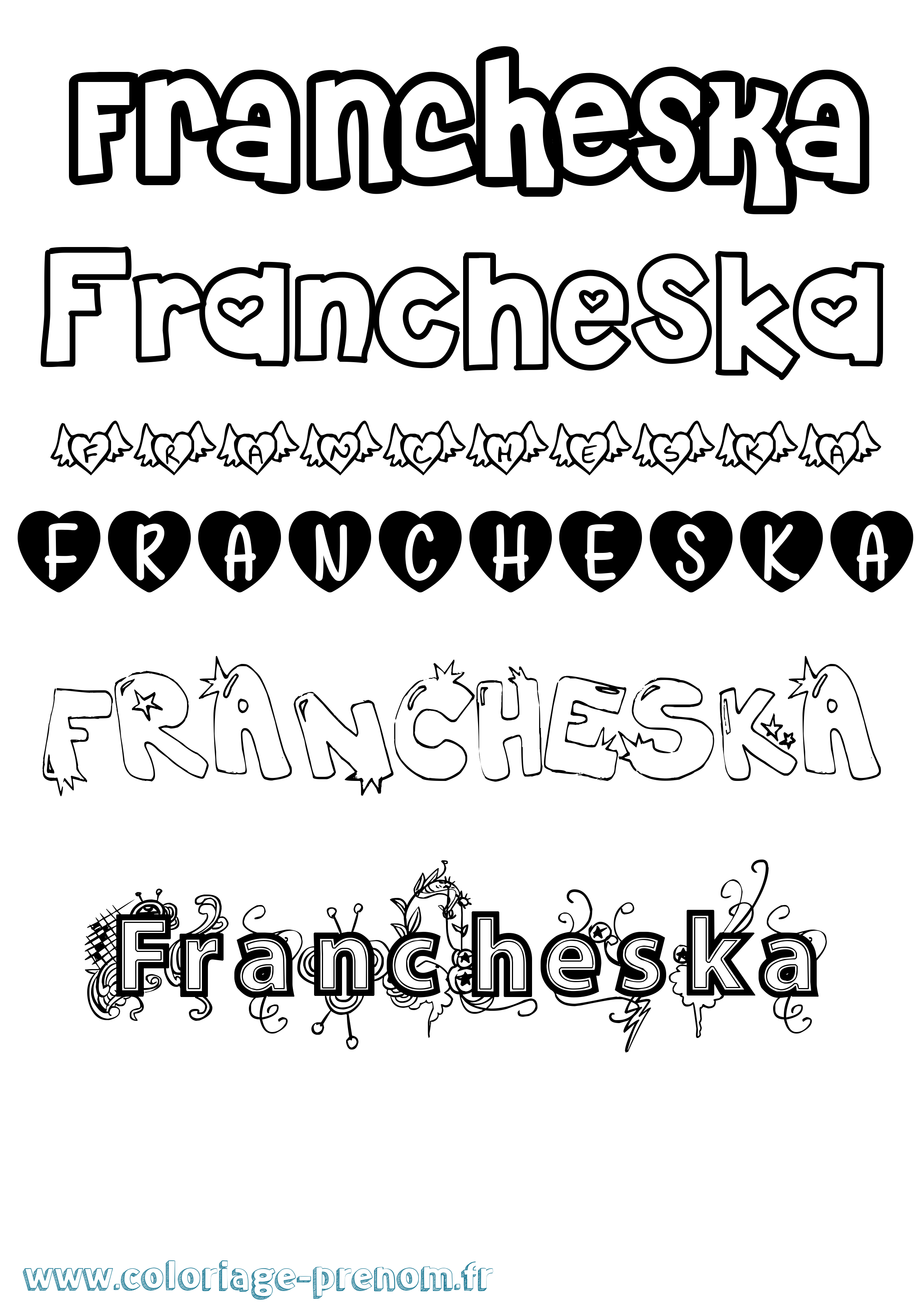 Coloriage Francheska Girly Coloriage prénom Francheska Girly