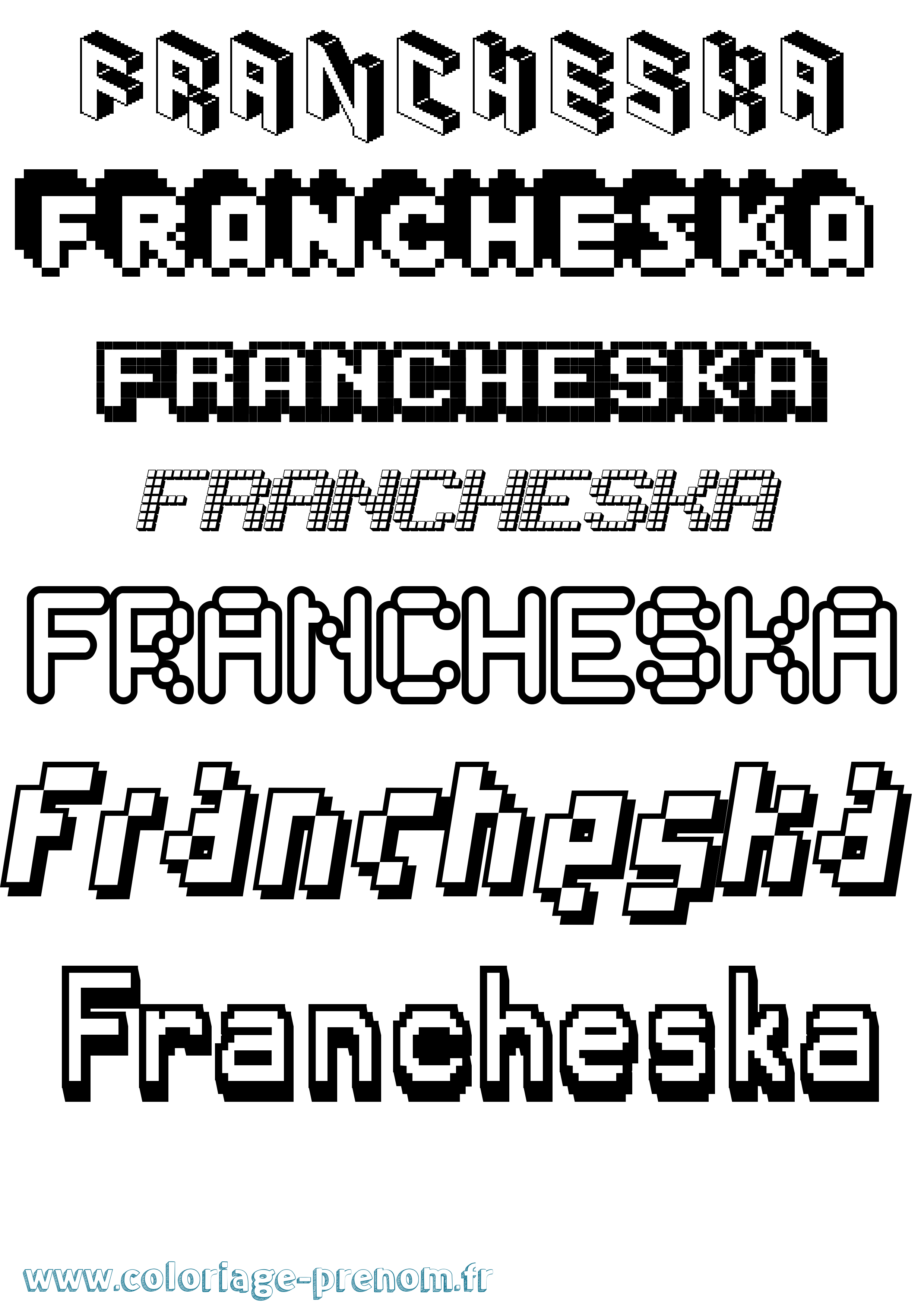Coloriage Francheska Pixel Coloriage prénom Francheska Pixel
