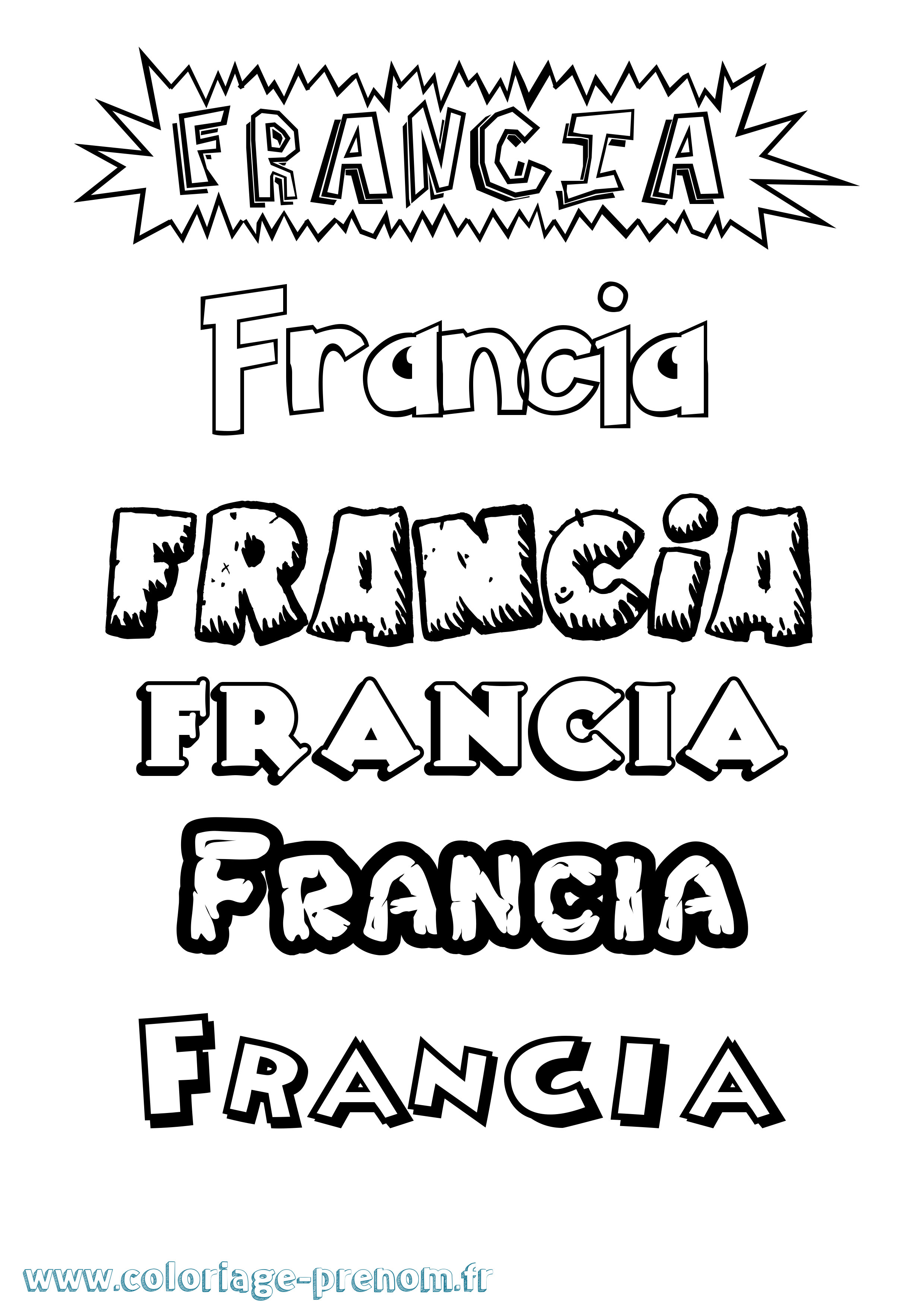 Coloriage Francia Dessin Animé Coloriage prénom Francia Dessin Animé