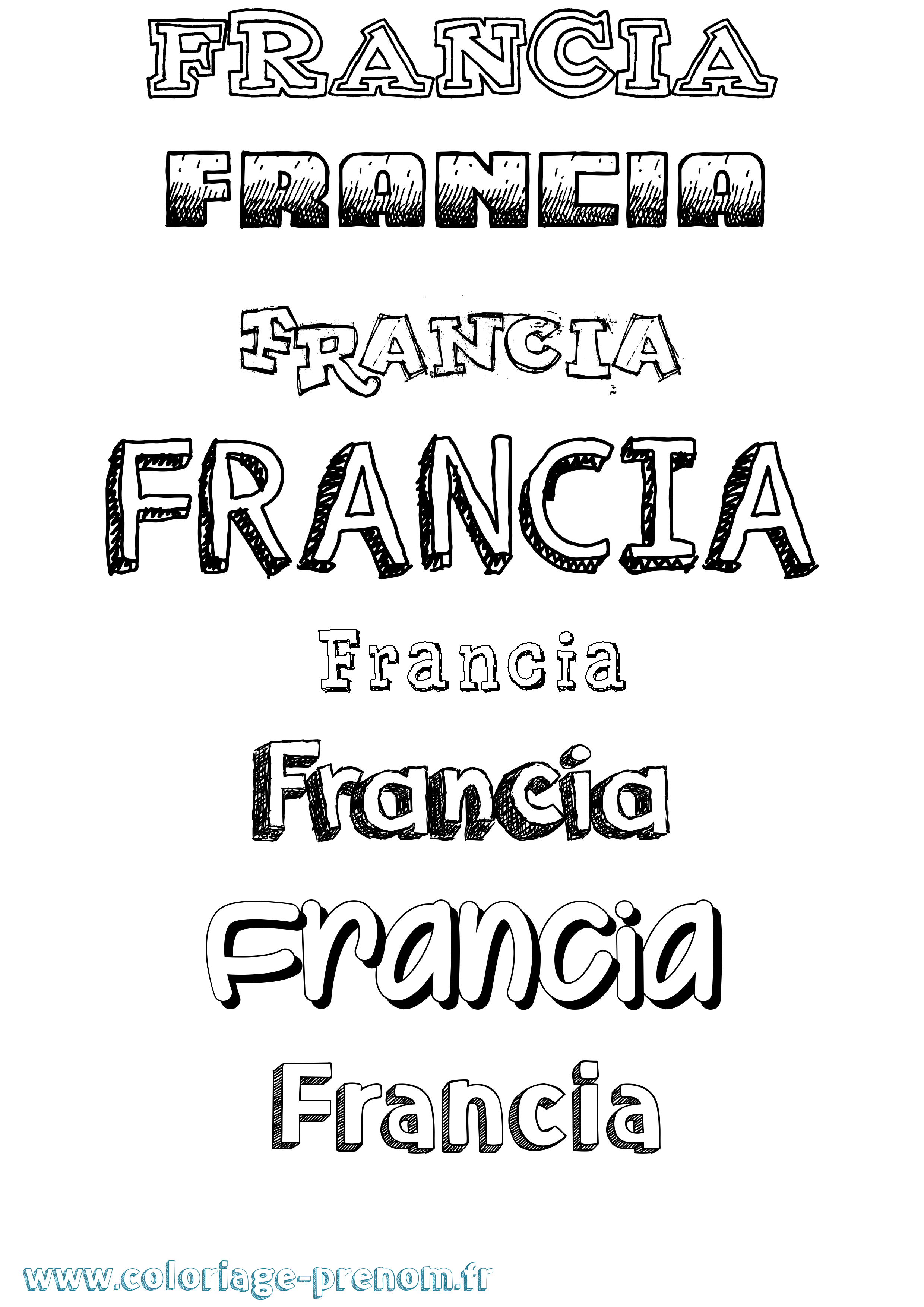 Coloriage Francia Dessiné Coloriage prénom Francia Dessiné