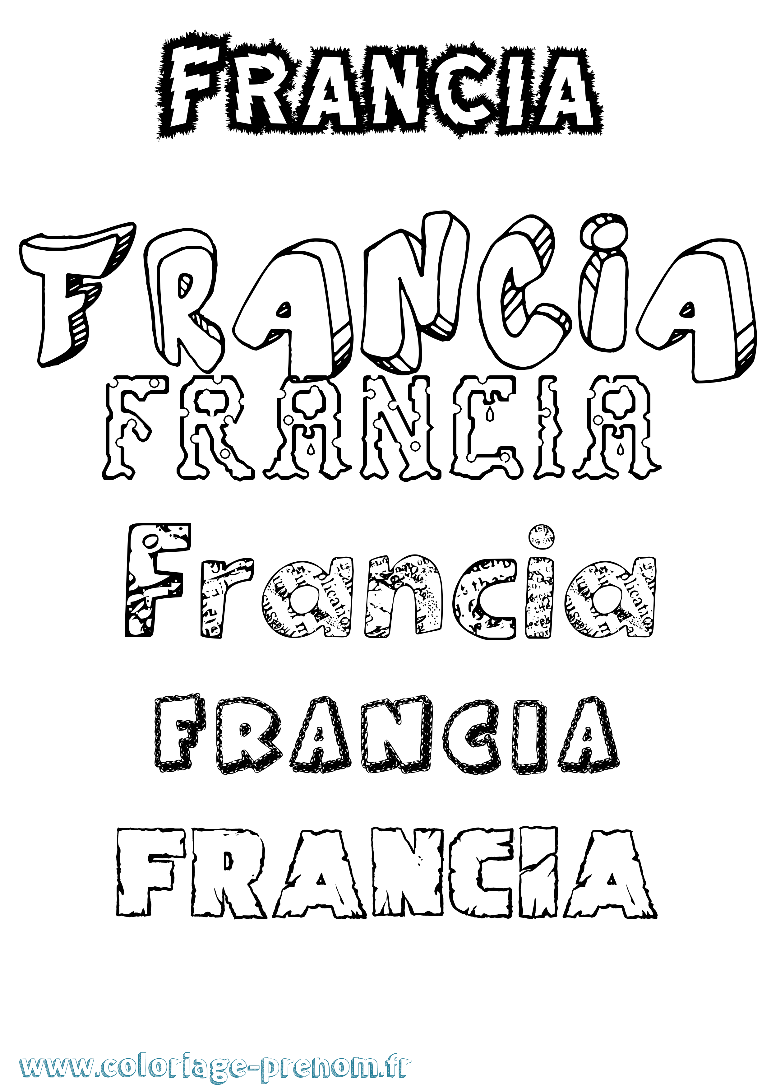Coloriage Francia Destructuré Coloriage prénom Francia Destructuré