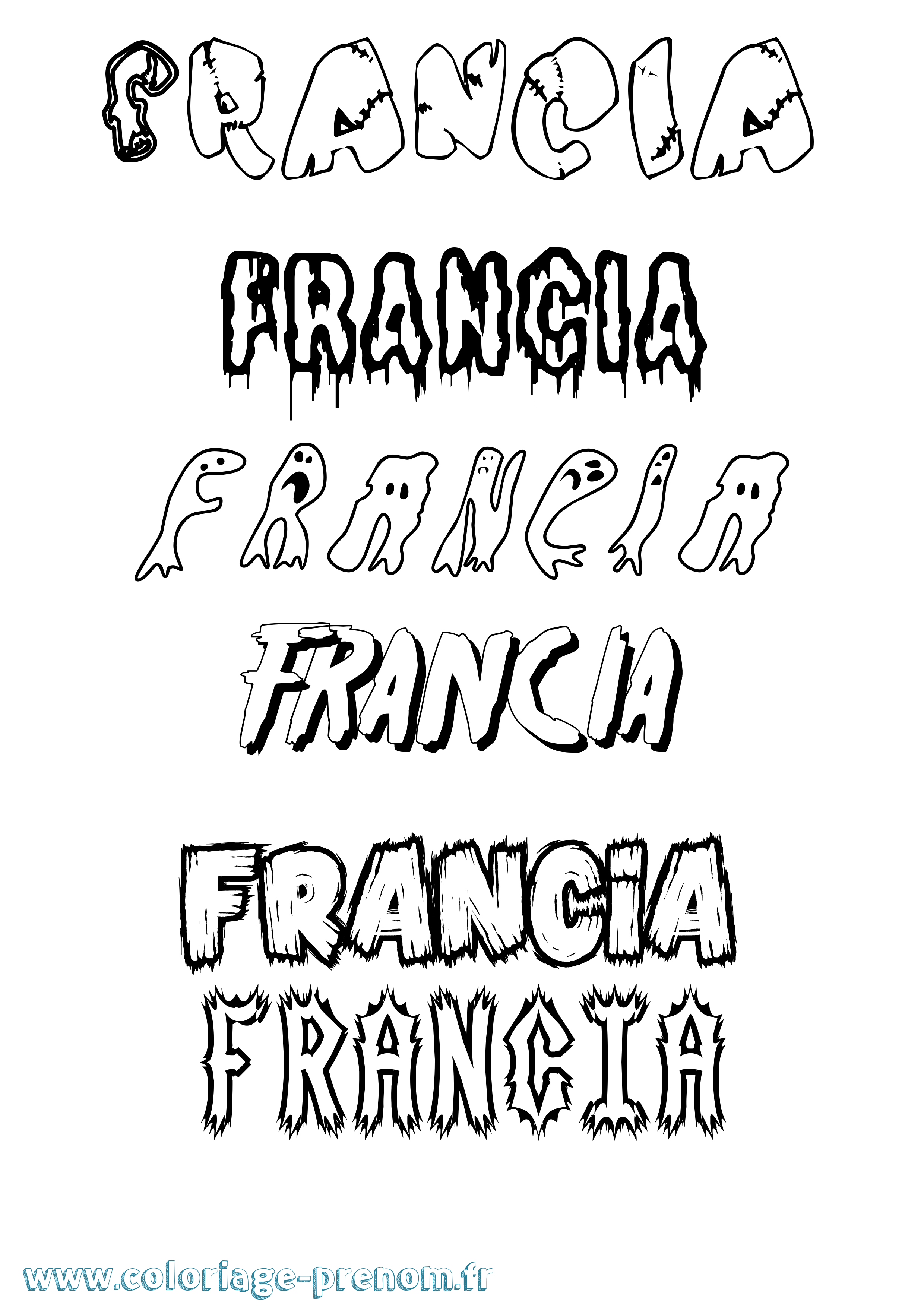 Coloriage Francia Frisson Coloriage prénom Francia Frisson