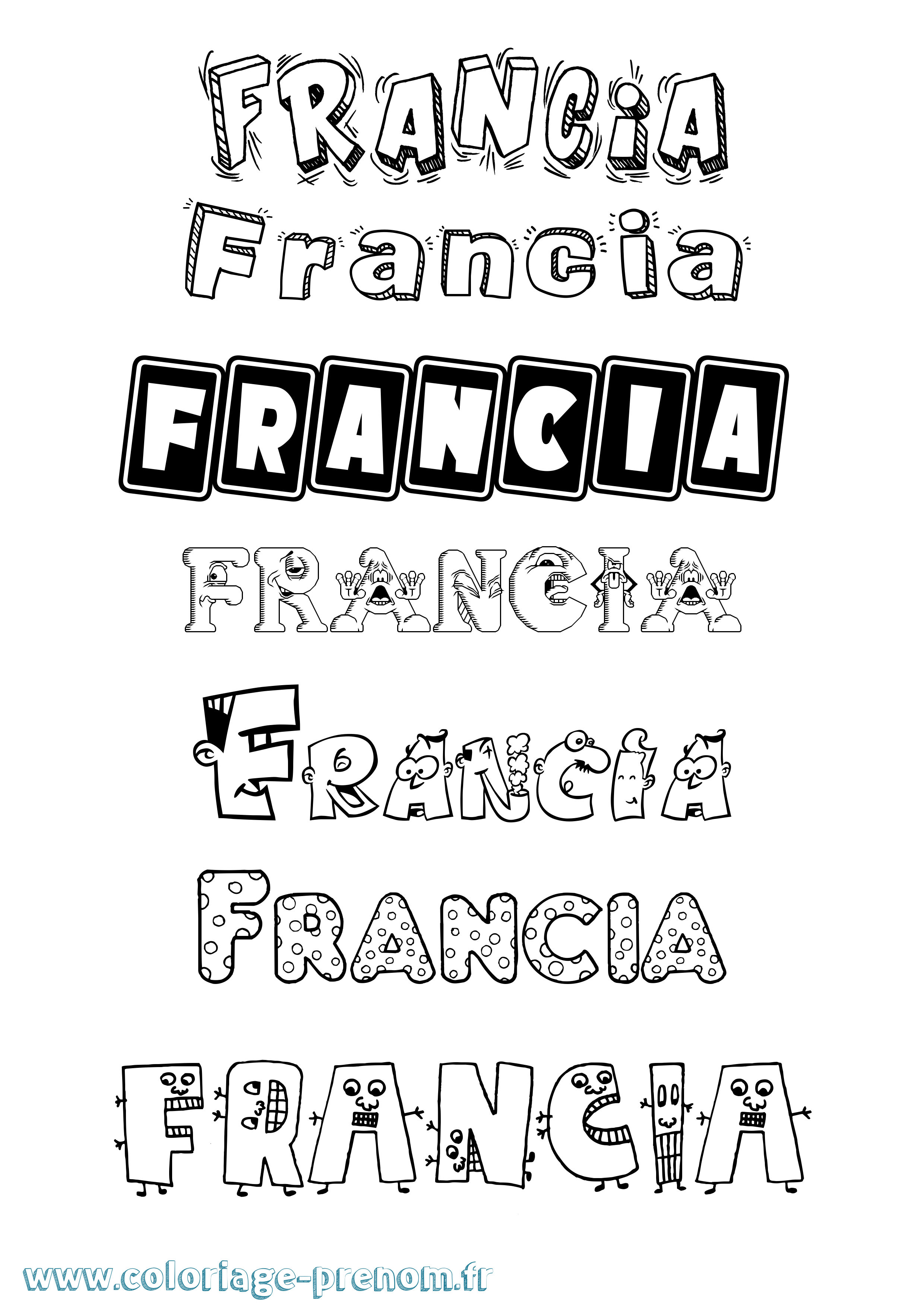 Coloriage Francia Fun Coloriage prénom Francia Fun
