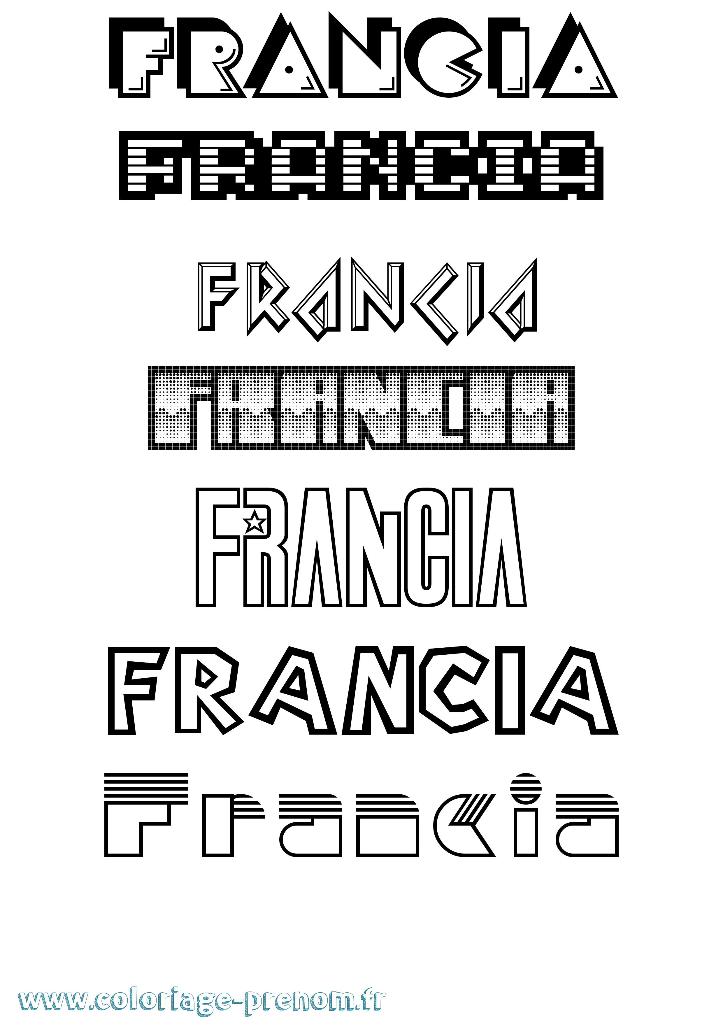 Coloriage Francia Jeux Vidéos Coloriage prénom Francia Jeux Vidéos
