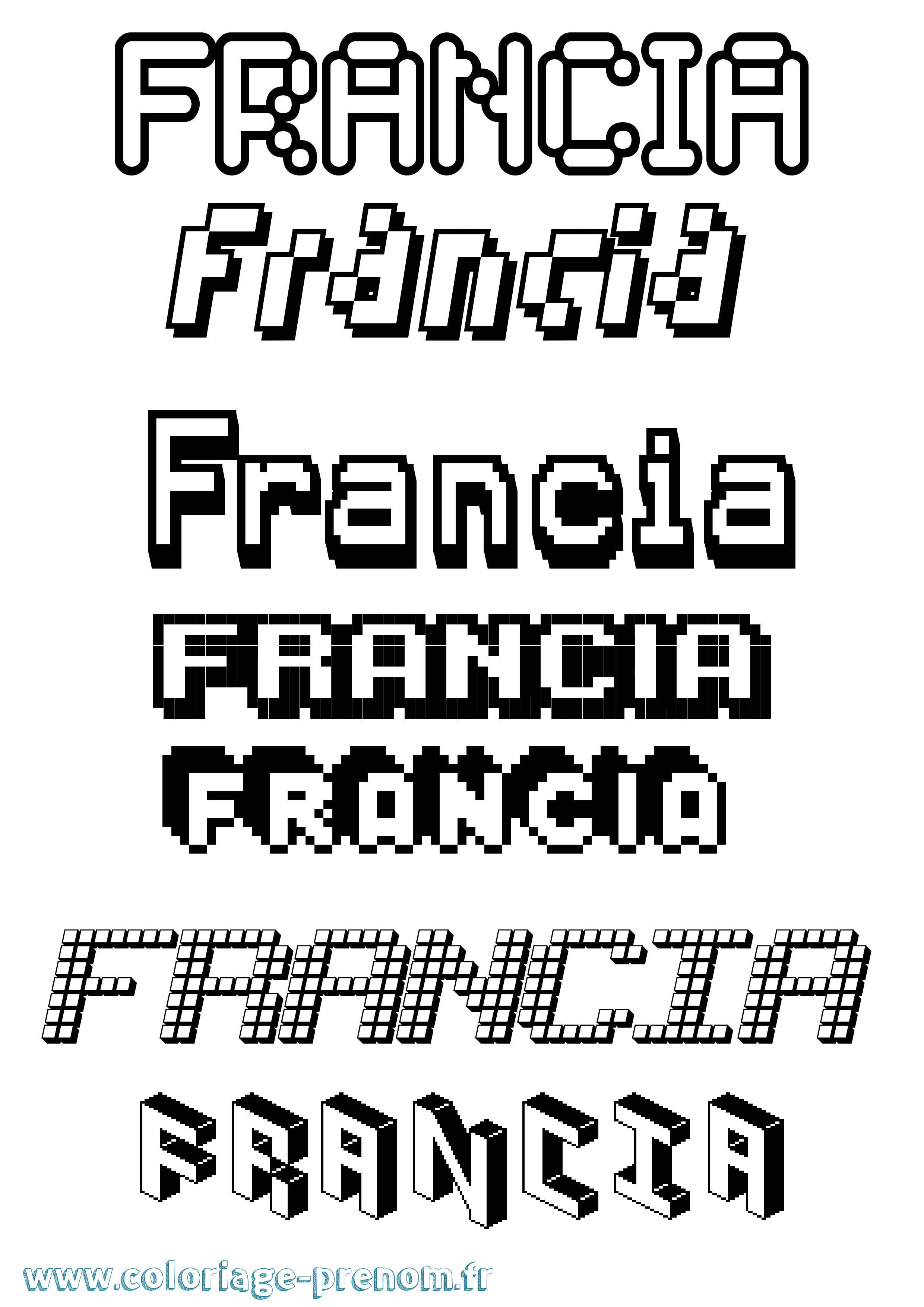 Coloriage Francia Pixel Coloriage prénom Francia Pixel