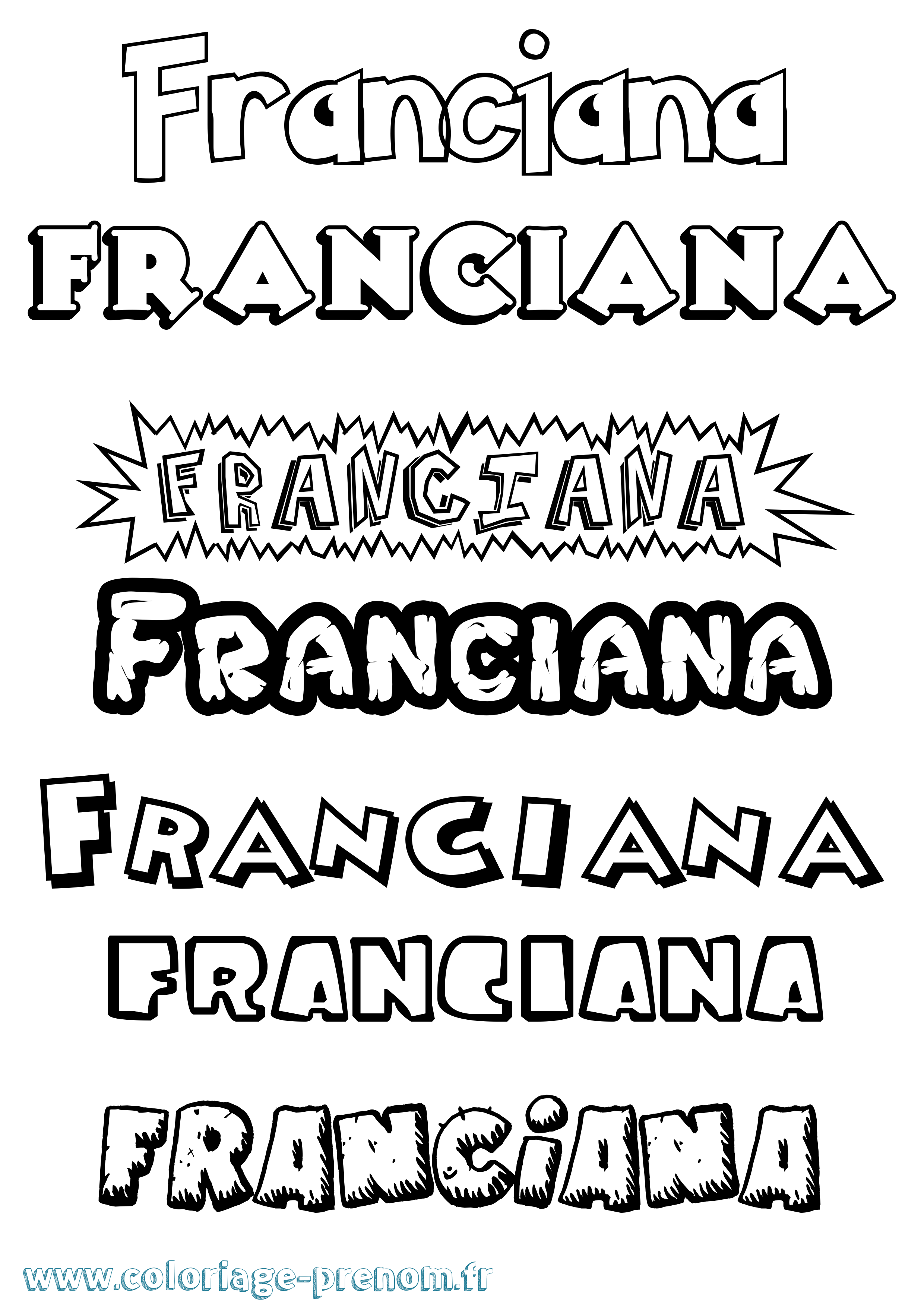 Coloriage Franciana Dessin Animé Coloriage prénom Franciana Dessin Animé