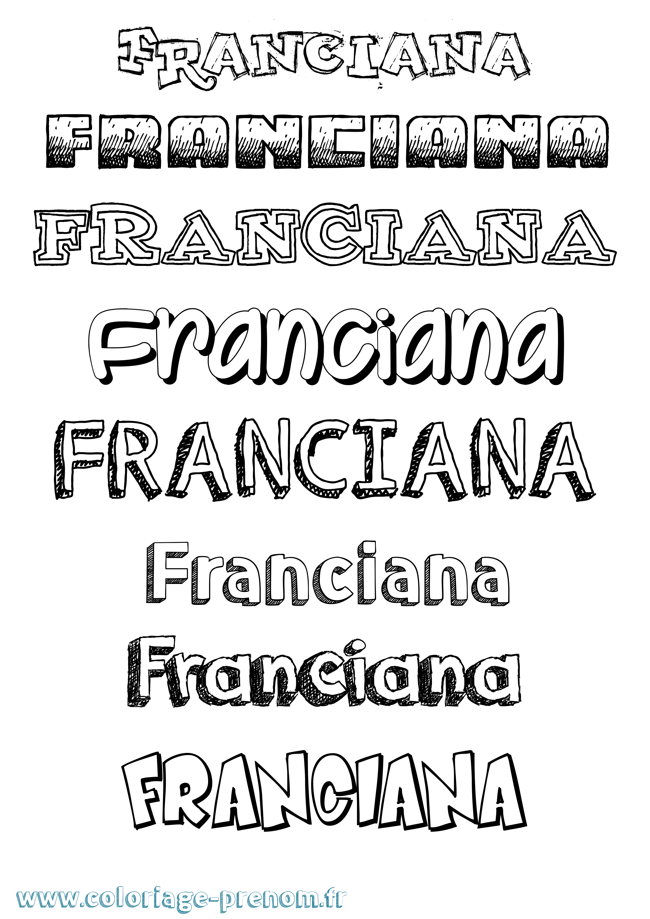 Coloriage Franciana Dessiné Coloriage prénom Franciana Dessiné