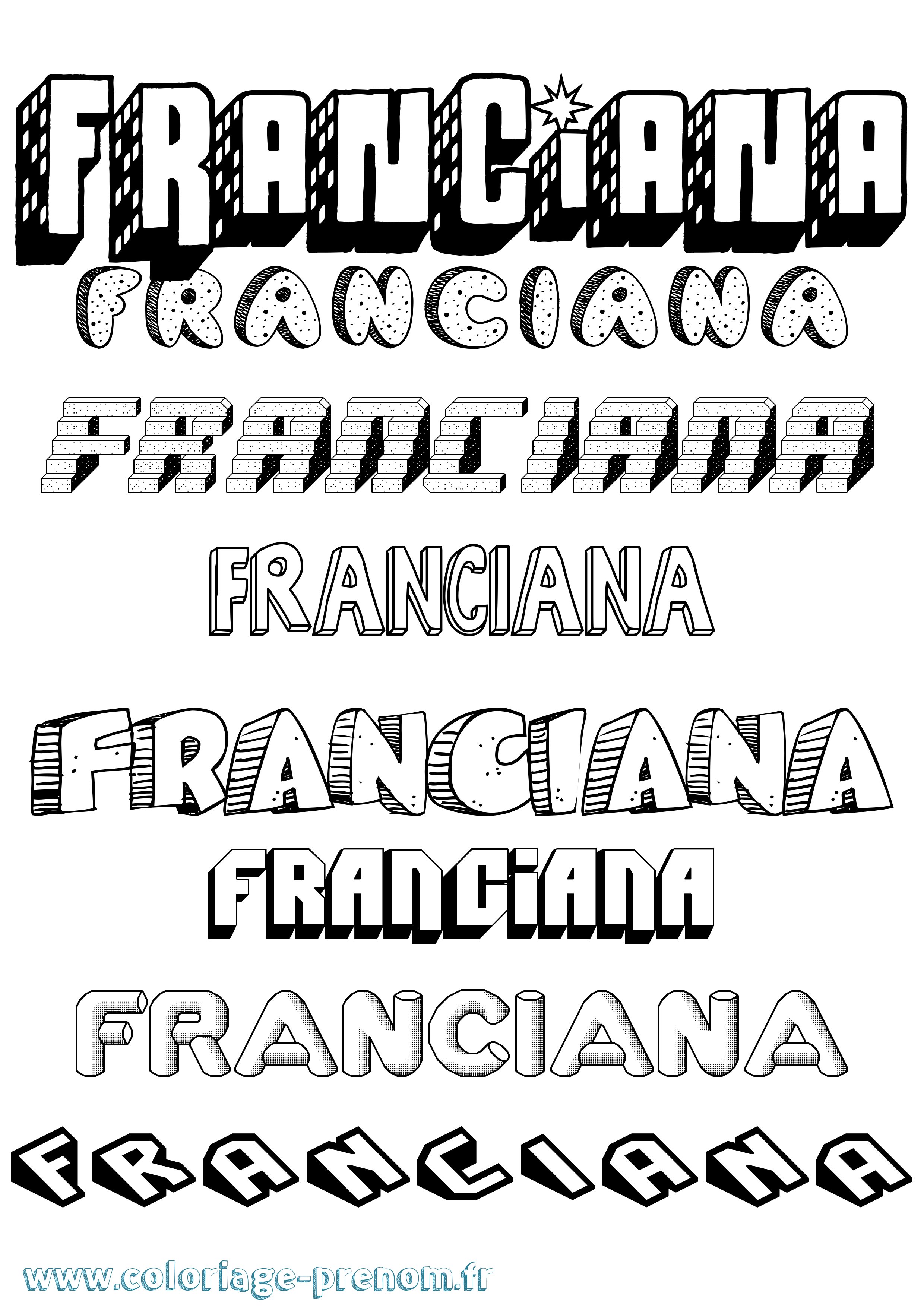 Coloriage Franciana Effet 3D Coloriage prénom Franciana Effet 3D