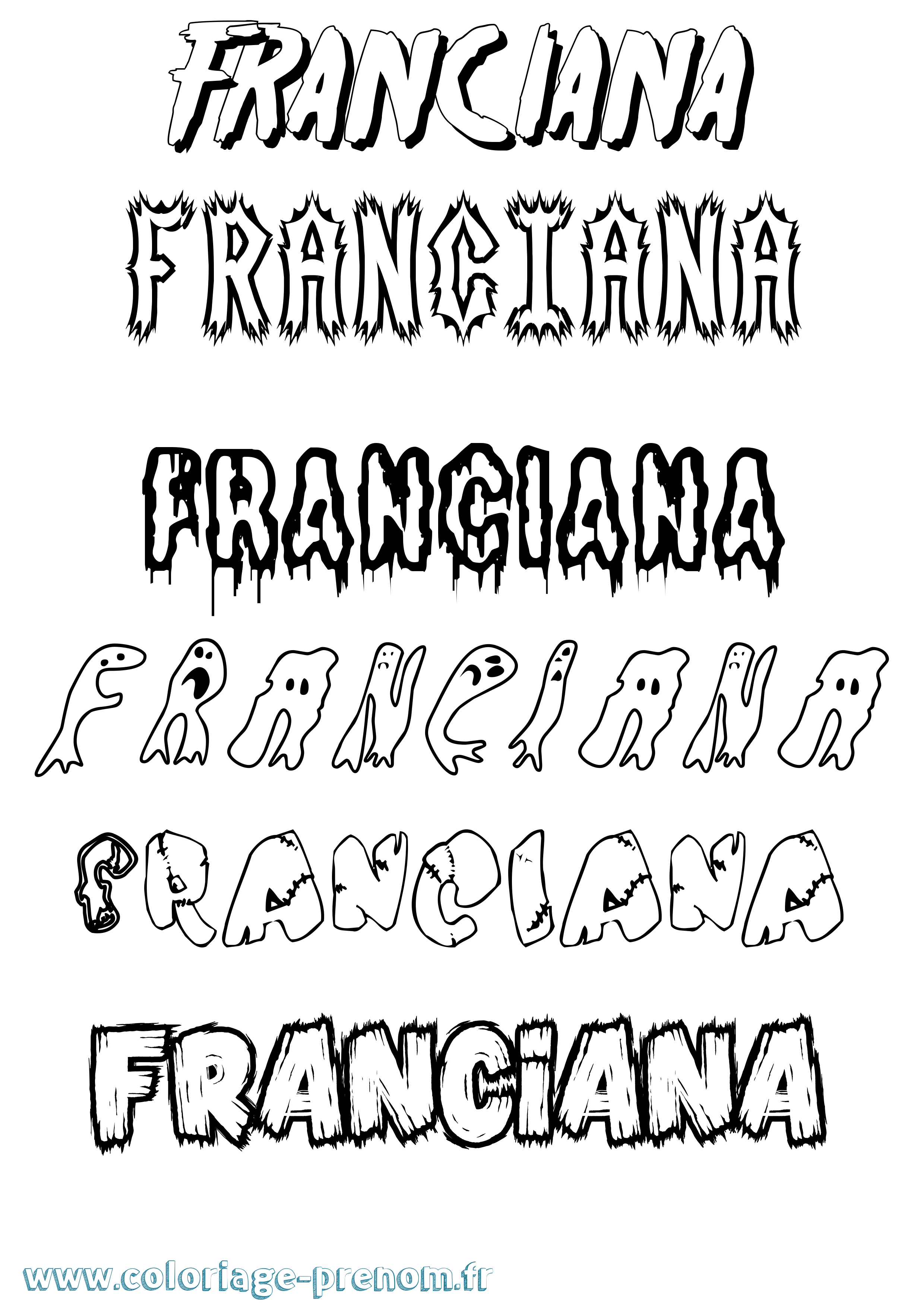 Coloriage Franciana Frisson Coloriage prénom Franciana Frisson