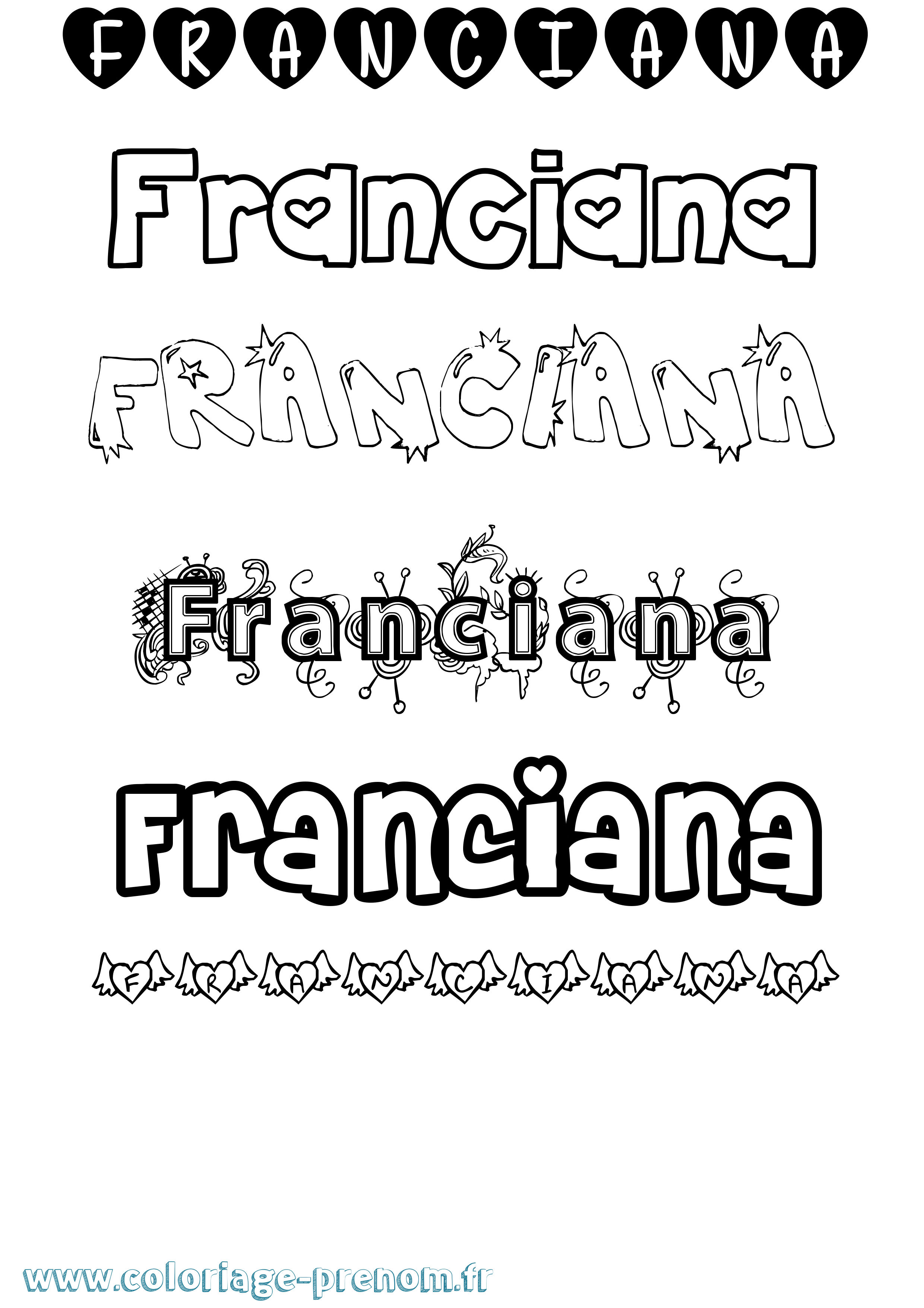 Coloriage Franciana Girly Coloriage prénom Franciana Girly