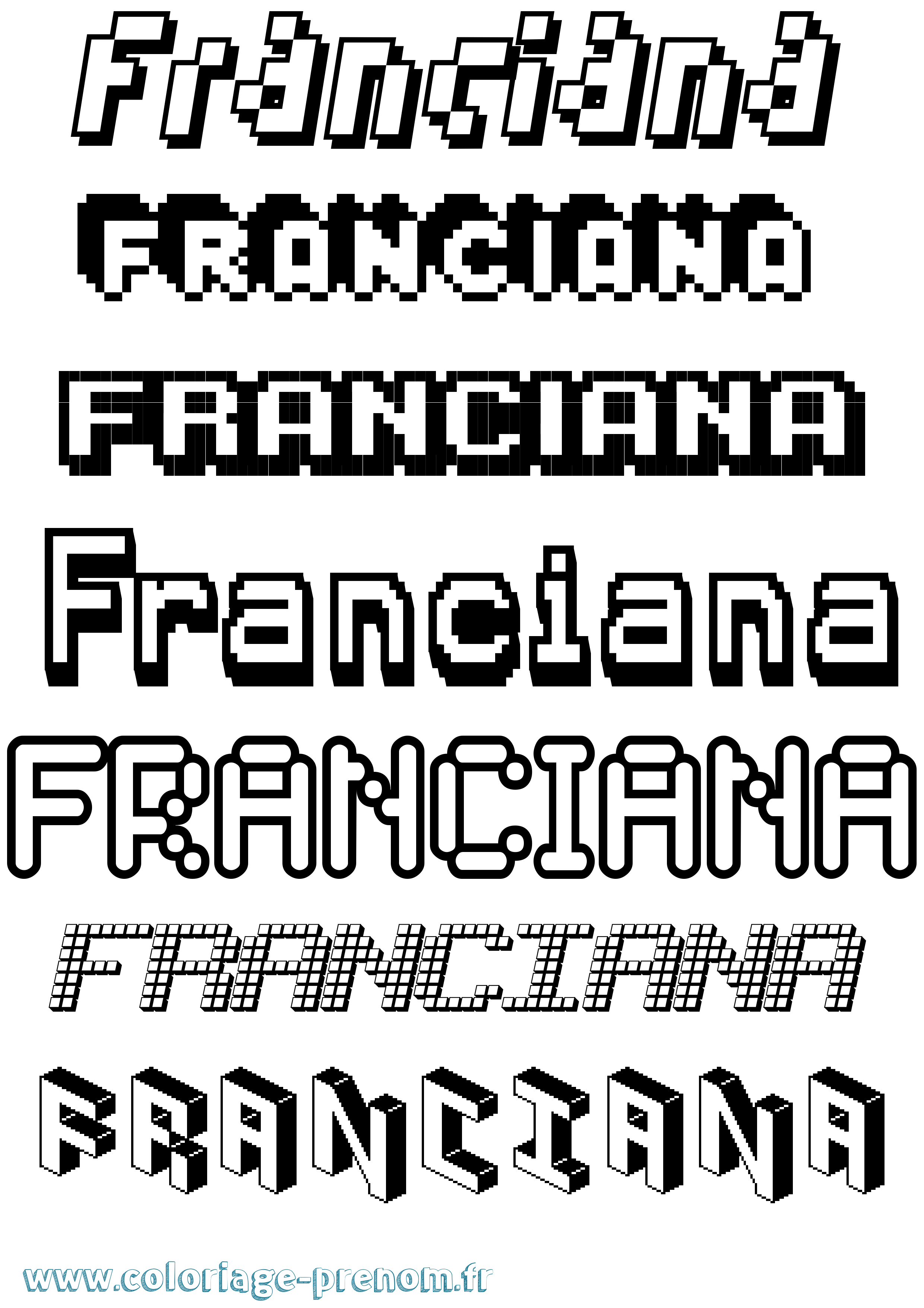 Coloriage Franciana Pixel Coloriage prénom Franciana Pixel