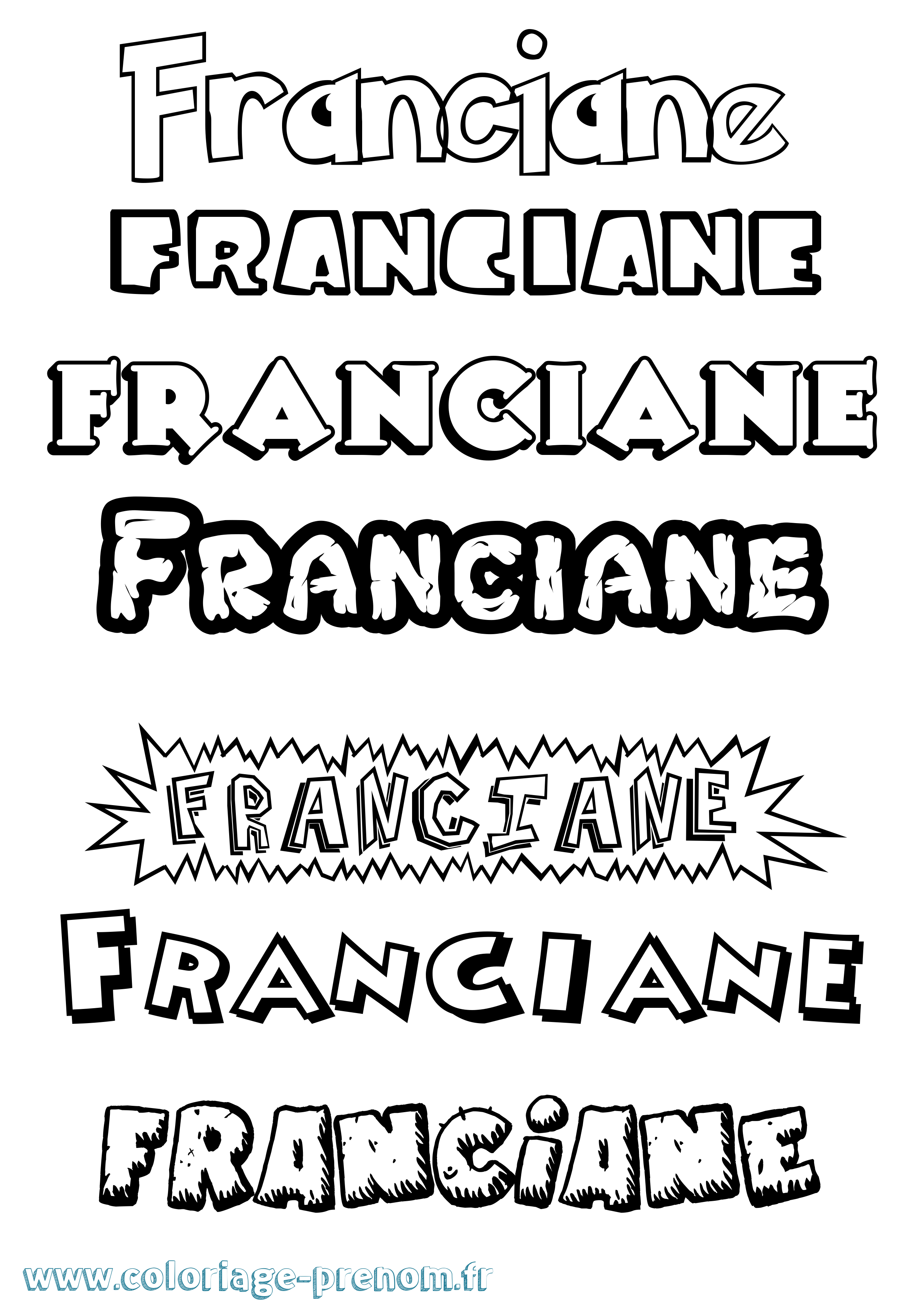Coloriage Franciane Dessin Animé Coloriage prénom Franciane Dessin Animé
