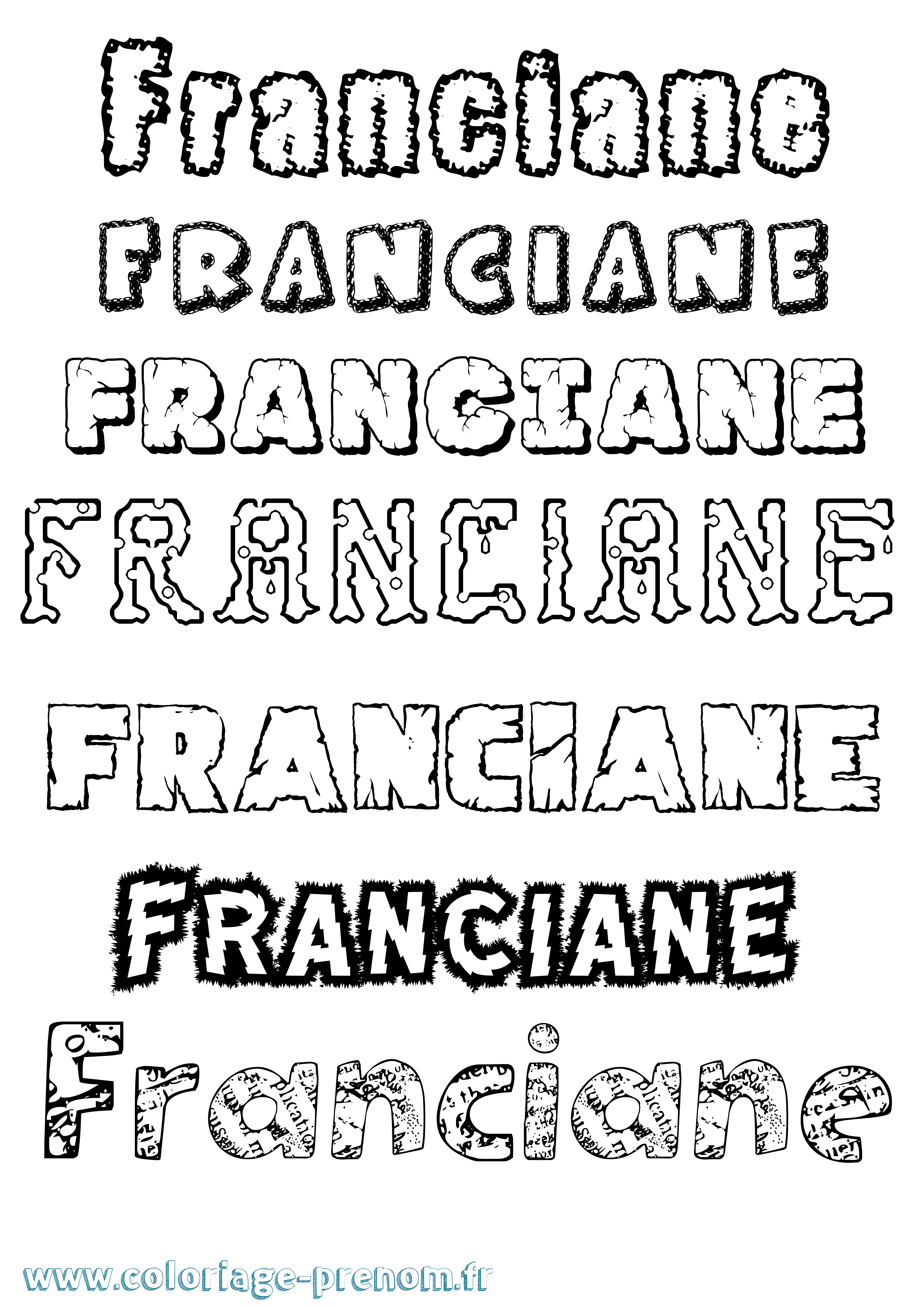 Coloriage Franciane Destructuré Coloriage prénom Franciane Destructuré