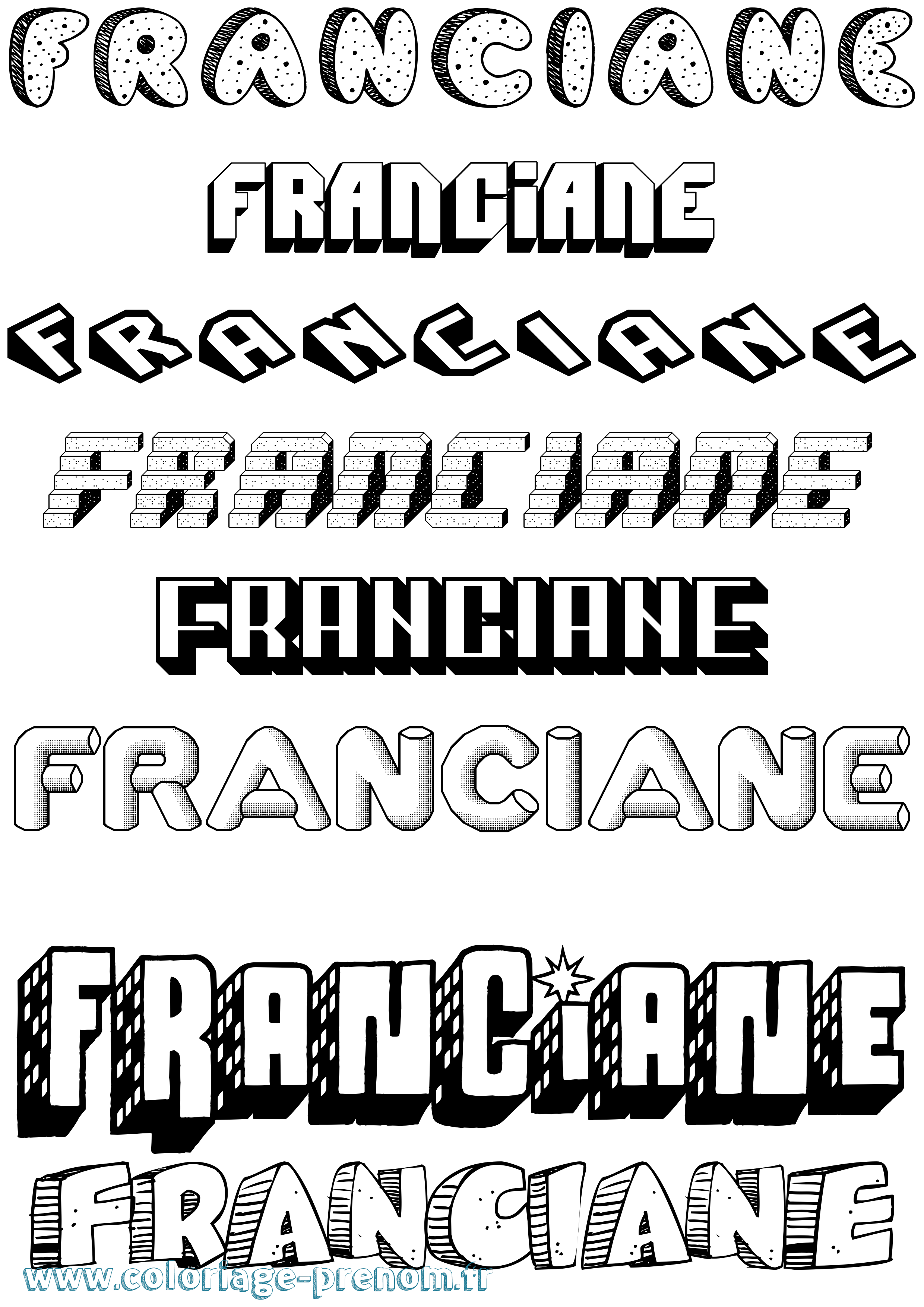 Coloriage Franciane Effet 3D Coloriage prénom Franciane Effet 3D