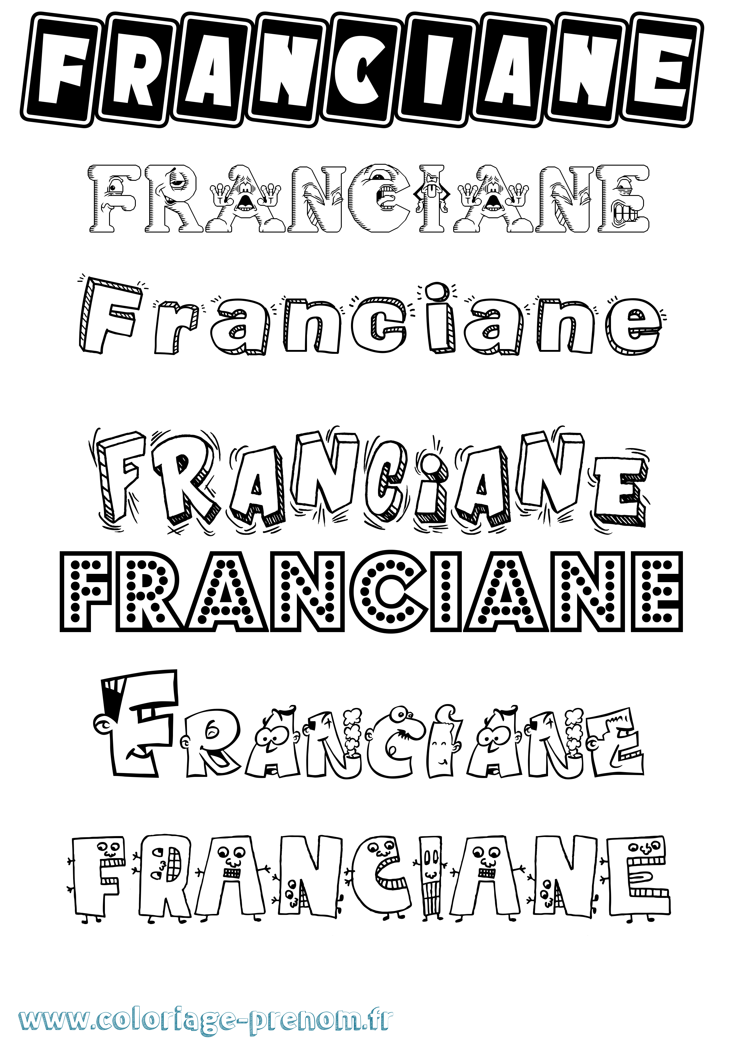 Coloriage Franciane Fun Coloriage prénom Franciane Fun