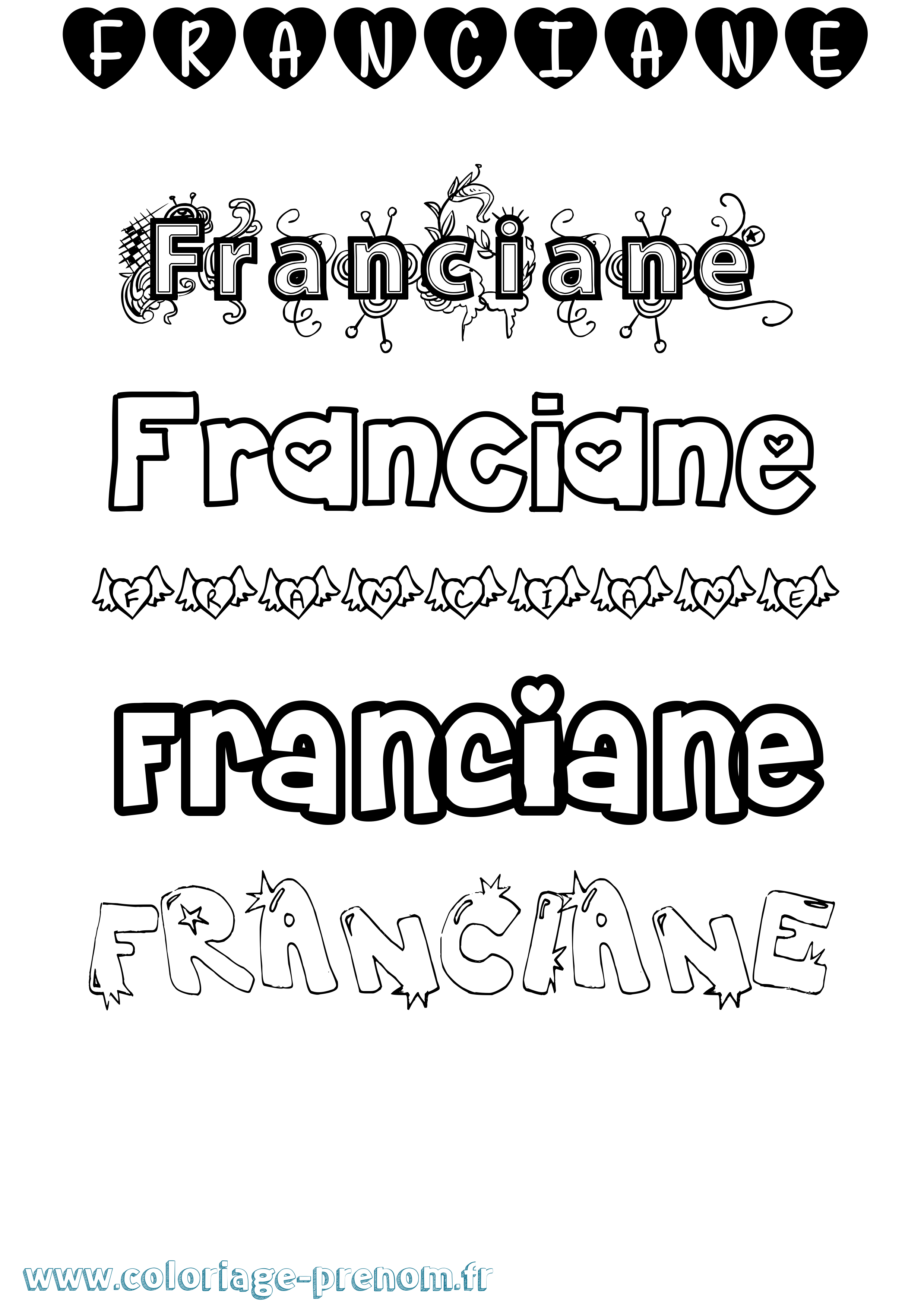 Coloriage Franciane Girly Coloriage prénom Franciane Girly