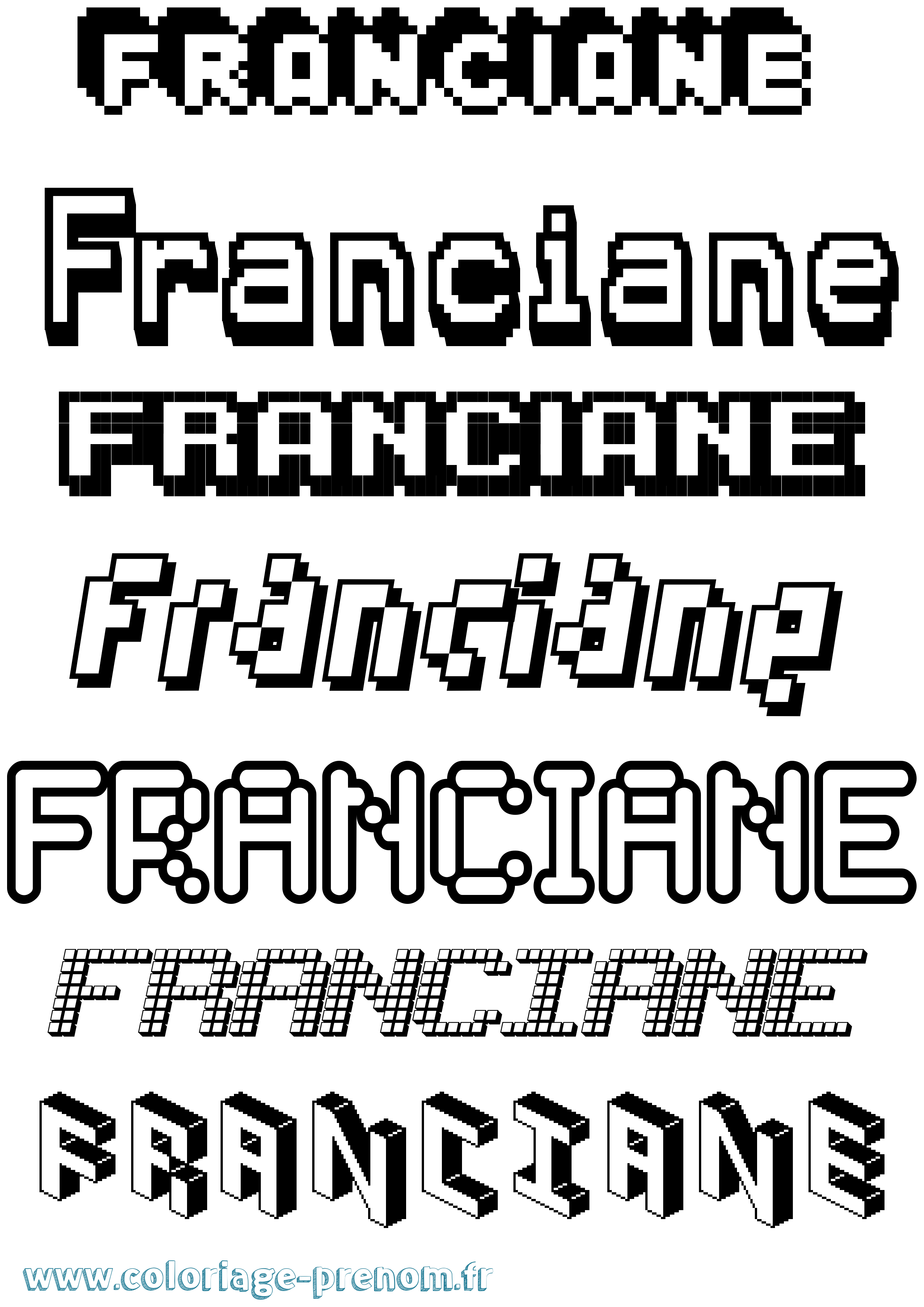 Coloriage Franciane Pixel Coloriage prénom Franciane Pixel