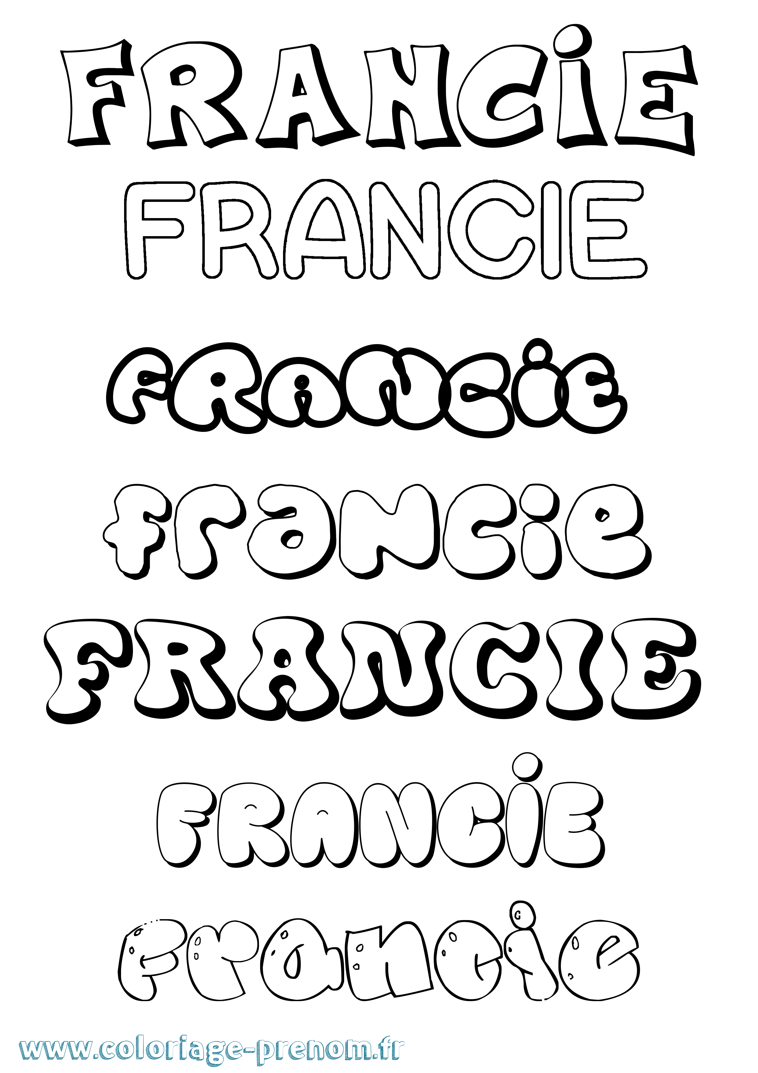 Coloriage Francie Bubble Coloriage prénom Francie Bubble