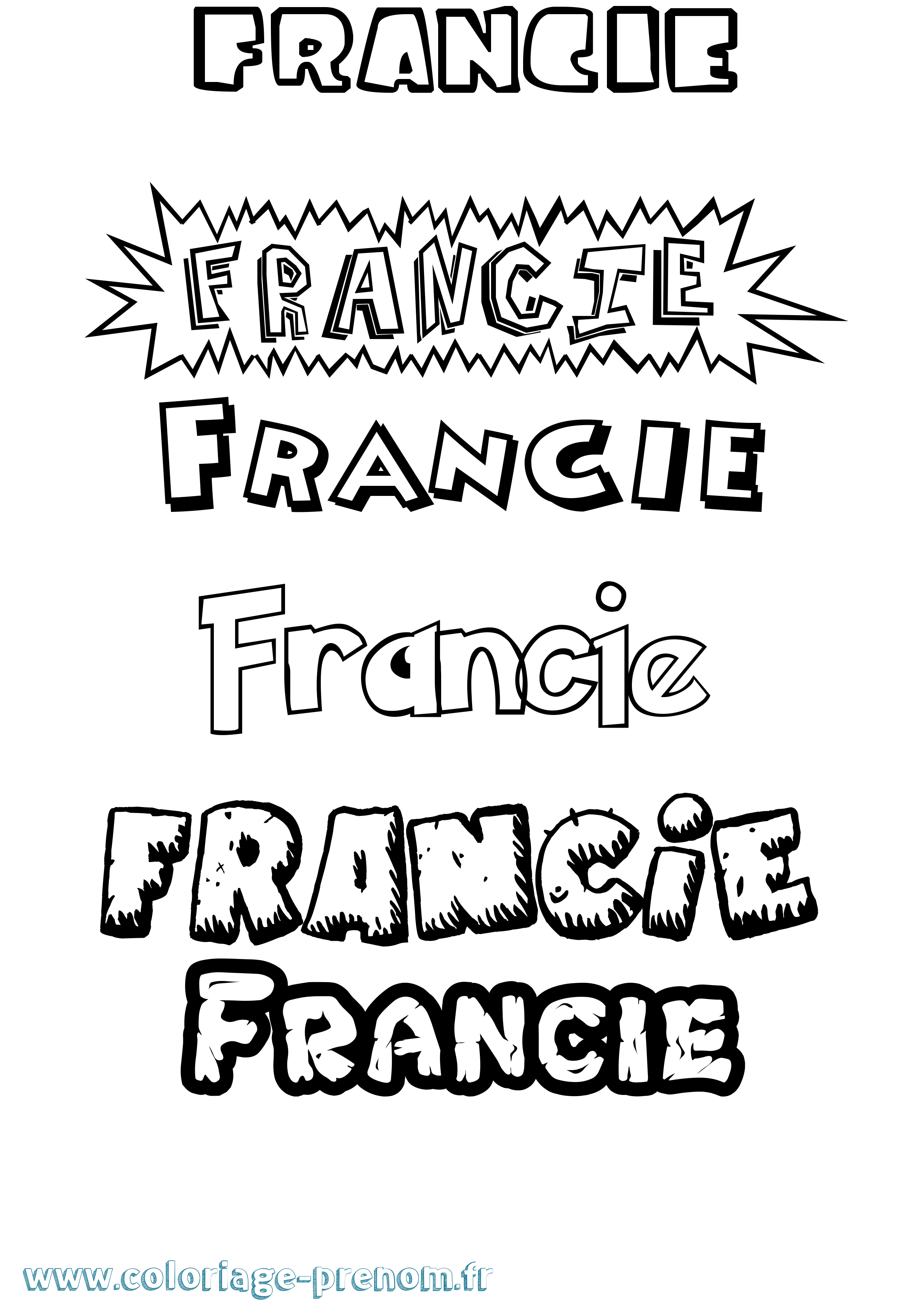 Coloriage Francie Dessin Animé Coloriage prénom Francie Dessin Animé